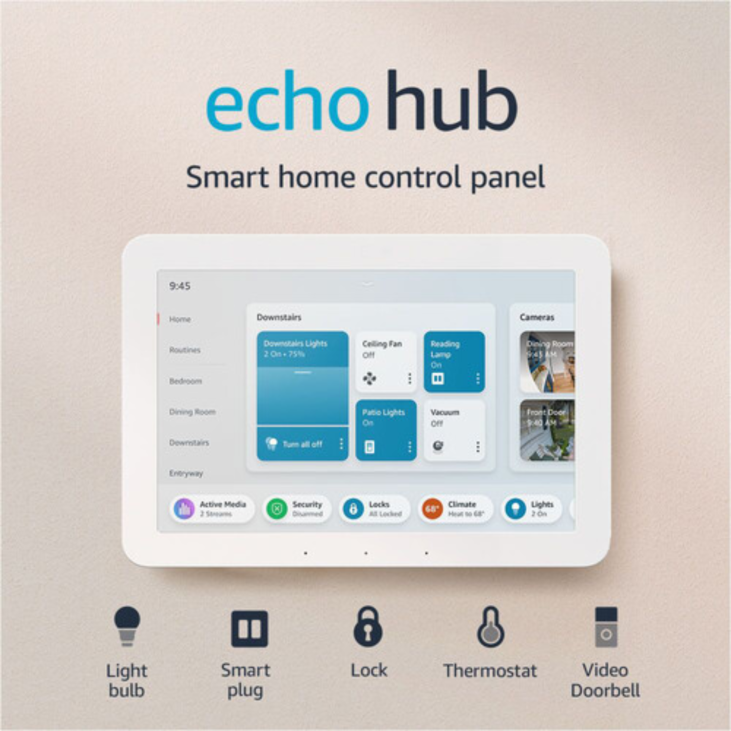 Amazon Echo Hub 8 - Smart Home Control Panel with Alexa Built-in, White - Voice Control Lights, Thermostat & Security for Modern Smart Homes