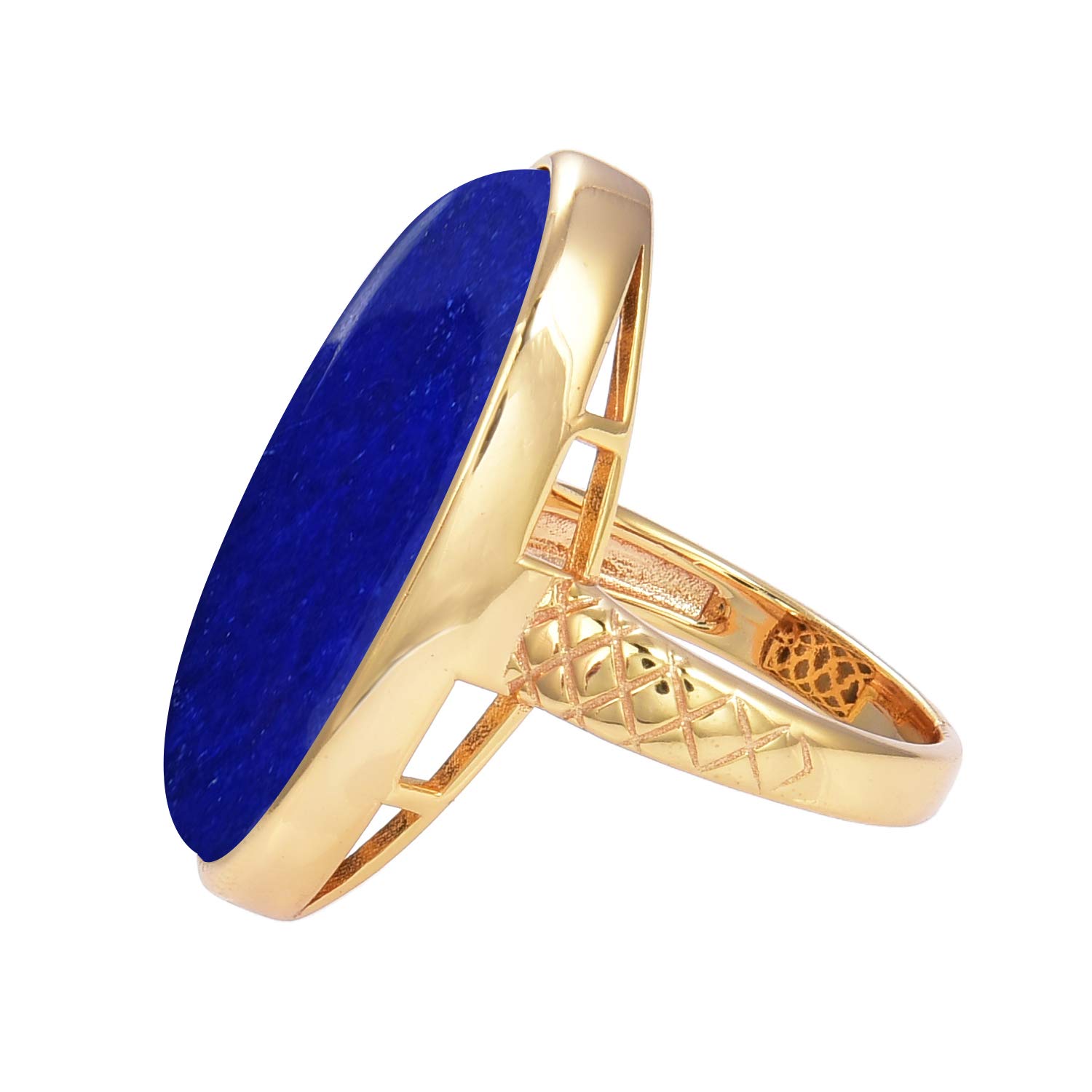 Vintage Lapis Lazuli Gold Over Sterling Silver Ring for Women - Elegant Bohemian Jewelry for Parties, Weddings & Gifts