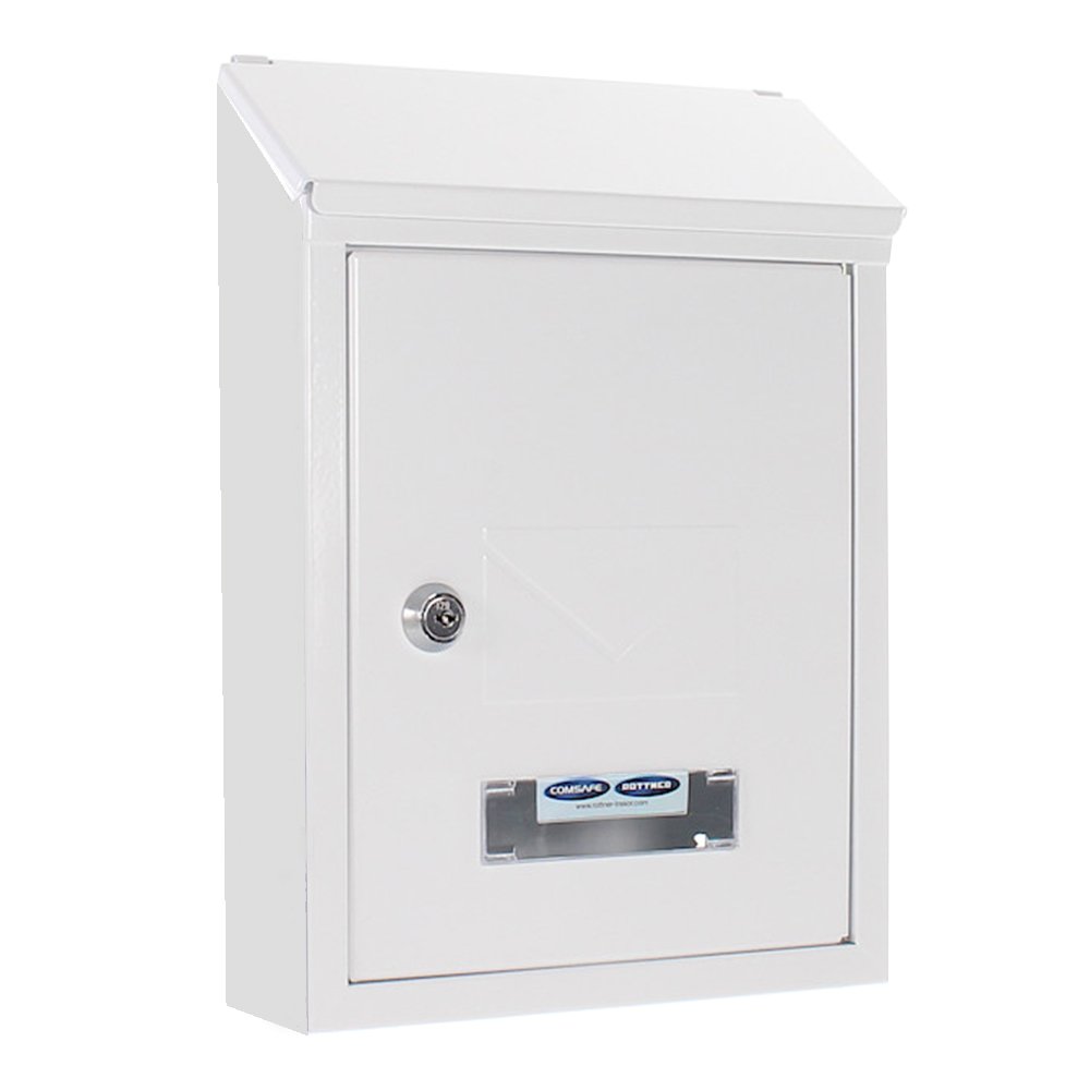 Udine Steel Post Box - White | Durable Outdoor Mailbox for Home & Office | Weather-Resistant & Secure Mail Delivery Solution