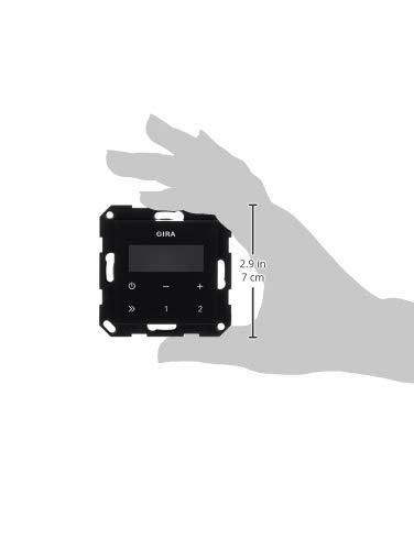 Gira 228405 Flush-Mounted RDS Radio with Black Glass Look - Modern Home Audio System for Kitchen, Bathroom & Living Room | No Speaker Included