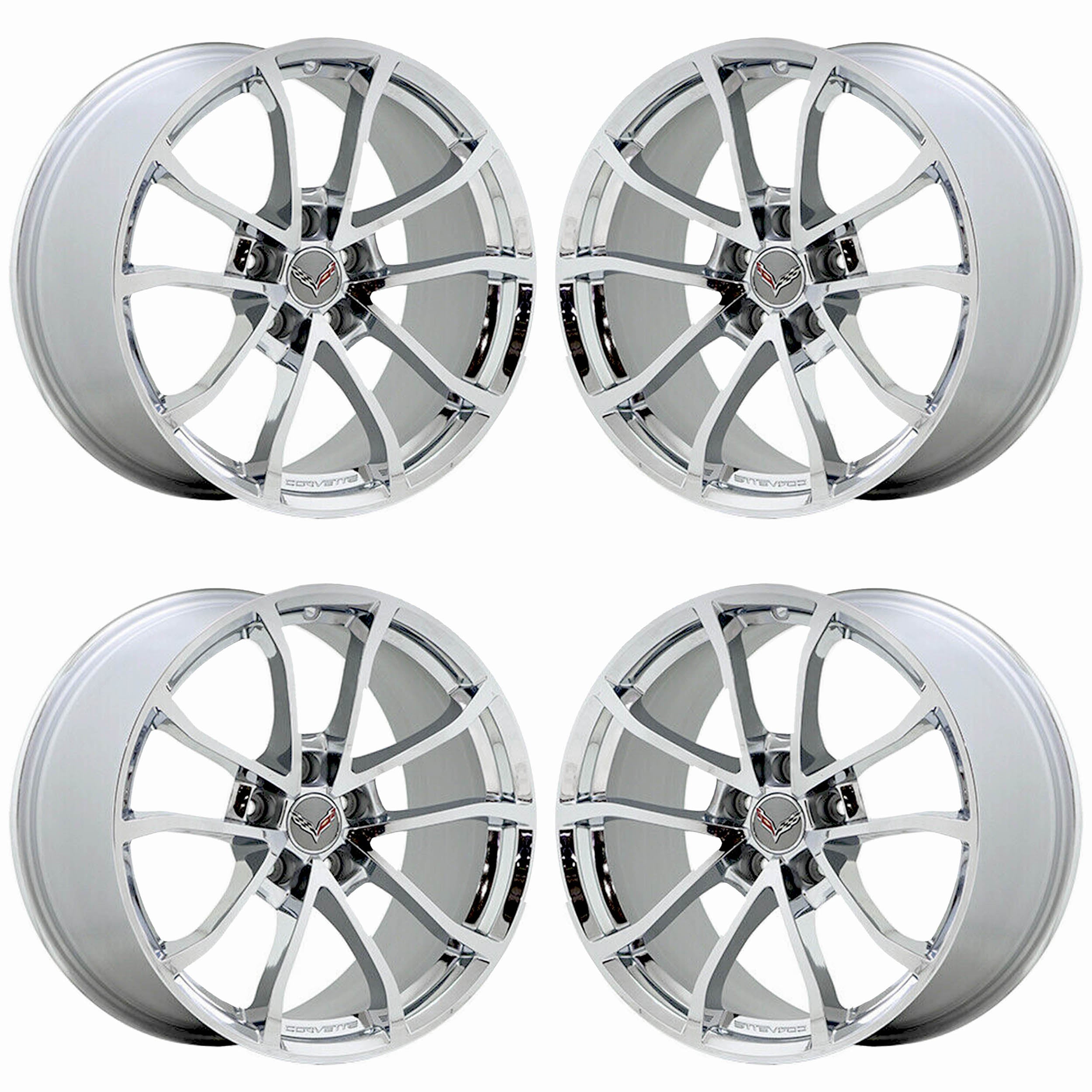 19 20 Corvette C6 C7 Bright Chrome Wheels Rims Factory OEM 5542 5543 EXCHANGE - Upgrade Your Corvette for Show or Performance Driving