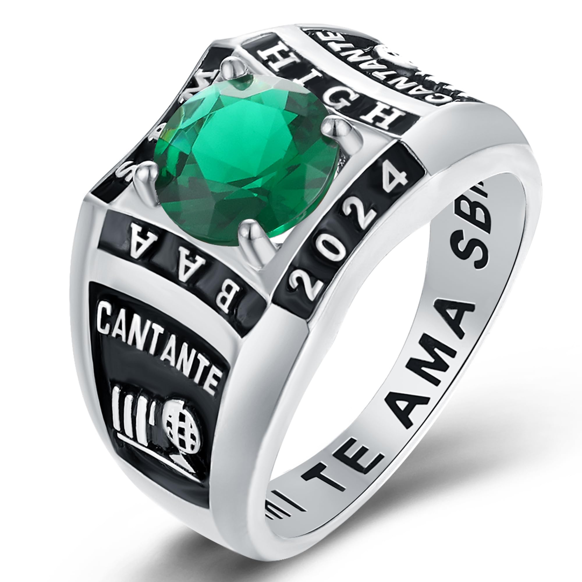 Personalized Women's Class Rings with Birthstone - Sterling Silver Graduation Rings for High School - Size 5-15 - 2024 Collection - Perfect for Graduation Gifts, School Spirit & Memory Keepsakes