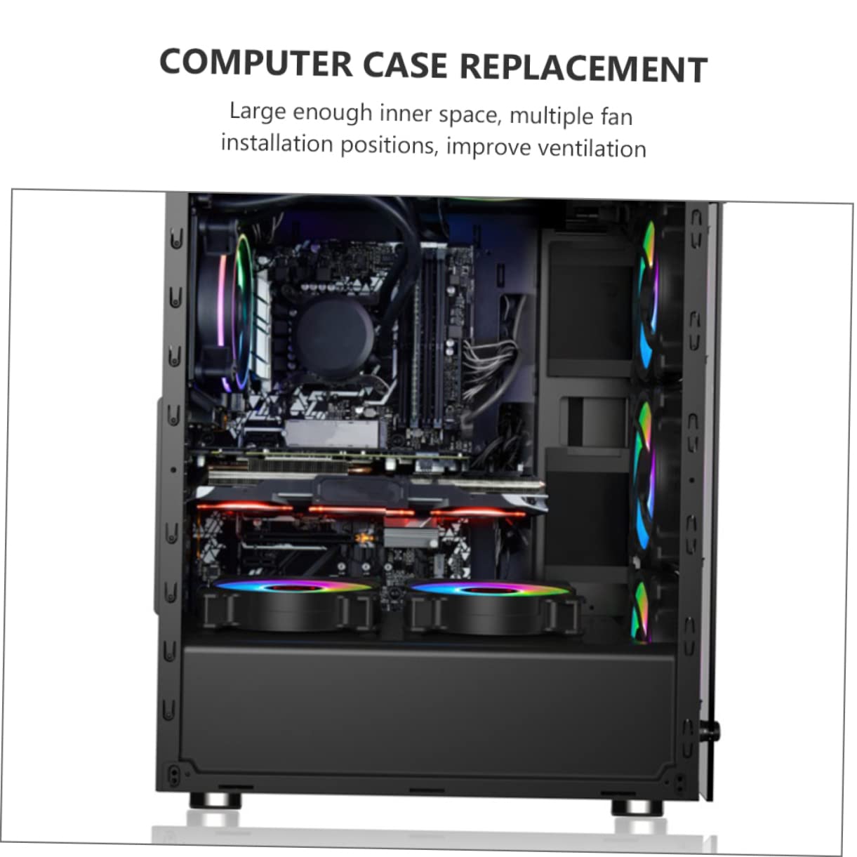 Mikikit Computer Case - High Performance PC Chassis for Home & Gaming - Durable ATX Mid Tower Case with Tempered Glass & RGB Lighting - Perfect for Gaming Rigs, Workstations, and Internet Cafes