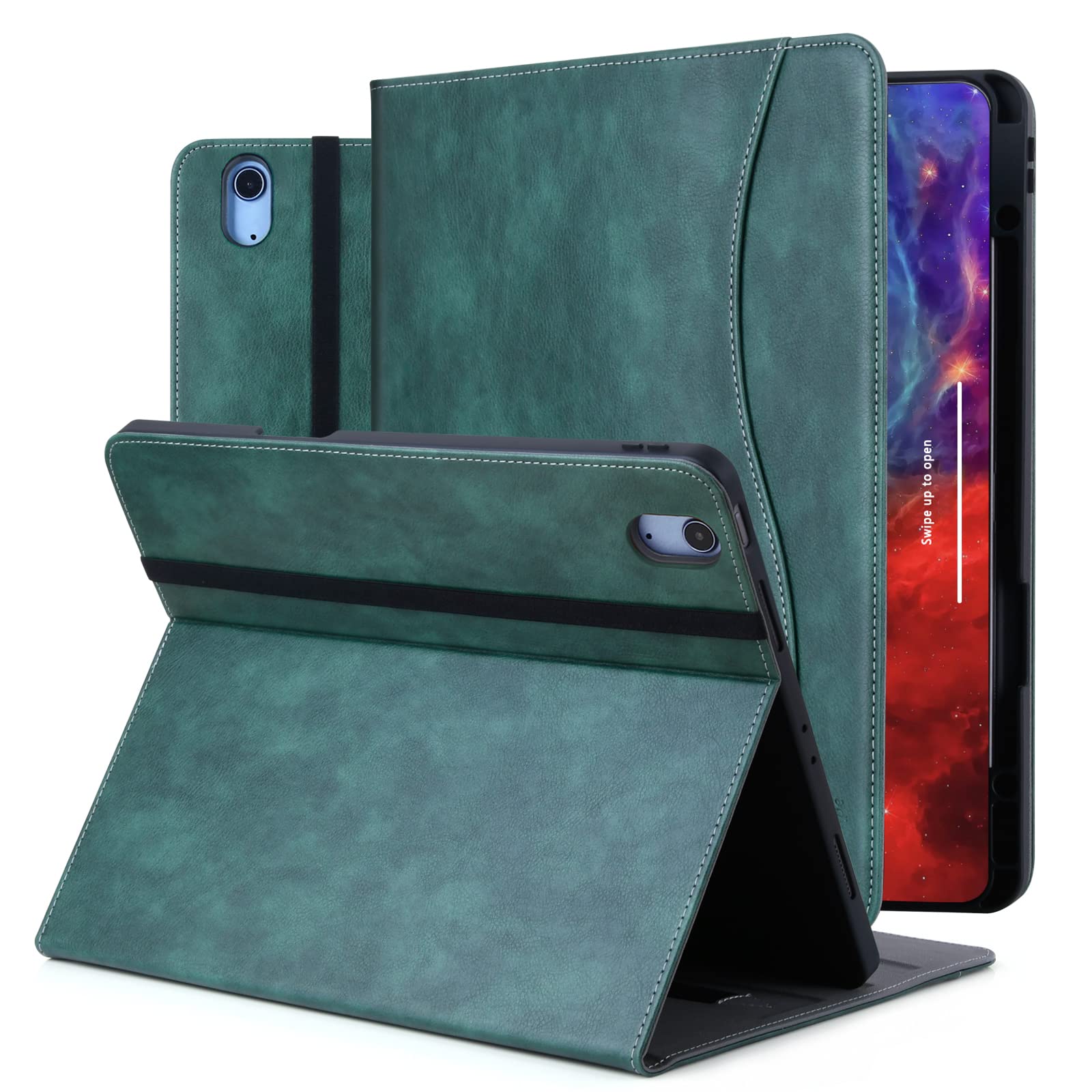 HFcoupe iPad Air Case 6th Generation 11 inch & 10.9 inch - Compatible with iPad Air 5th/4th Gen (2022 & 2020 Models) - Book Style Protective Cover with Apple Pencil Holder, Storage Pocket & Auto Wake/Sleep Feature - Perfect for Work, School & Travel - Green