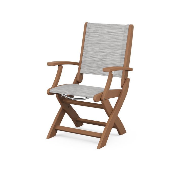 POLYWOOD Coastal Folding Chair - Durable Outdoor Furniture for Patio, Beach & Poolside - Weather-Resistant Adirondack Style Chair with Cup Holder