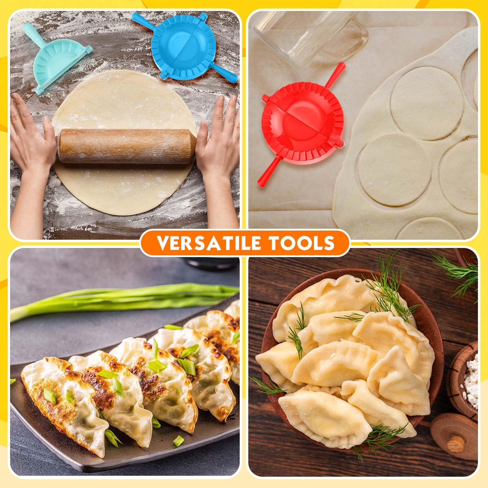 8-in-1 Plastic Dumpling Maker Kit - Multi-Size Empanada & Gyoza Press Mold Set for Homemade Dumplings, Wontons & Pastries - Perfect for Asian Cooking, Meal Prep & Family Fun