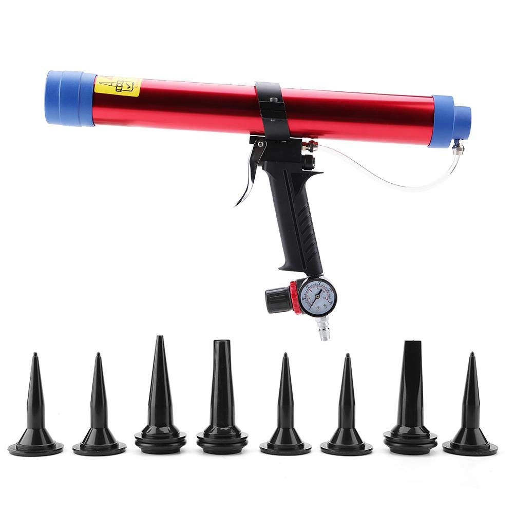 Pneumatic Glass Glue Sealant Gun Kit - 300~600ML Air-Powered Caulking Gun for Windows, Doors & Glass Repair - Professional Sealant Applicator for Construction & DIY Projects