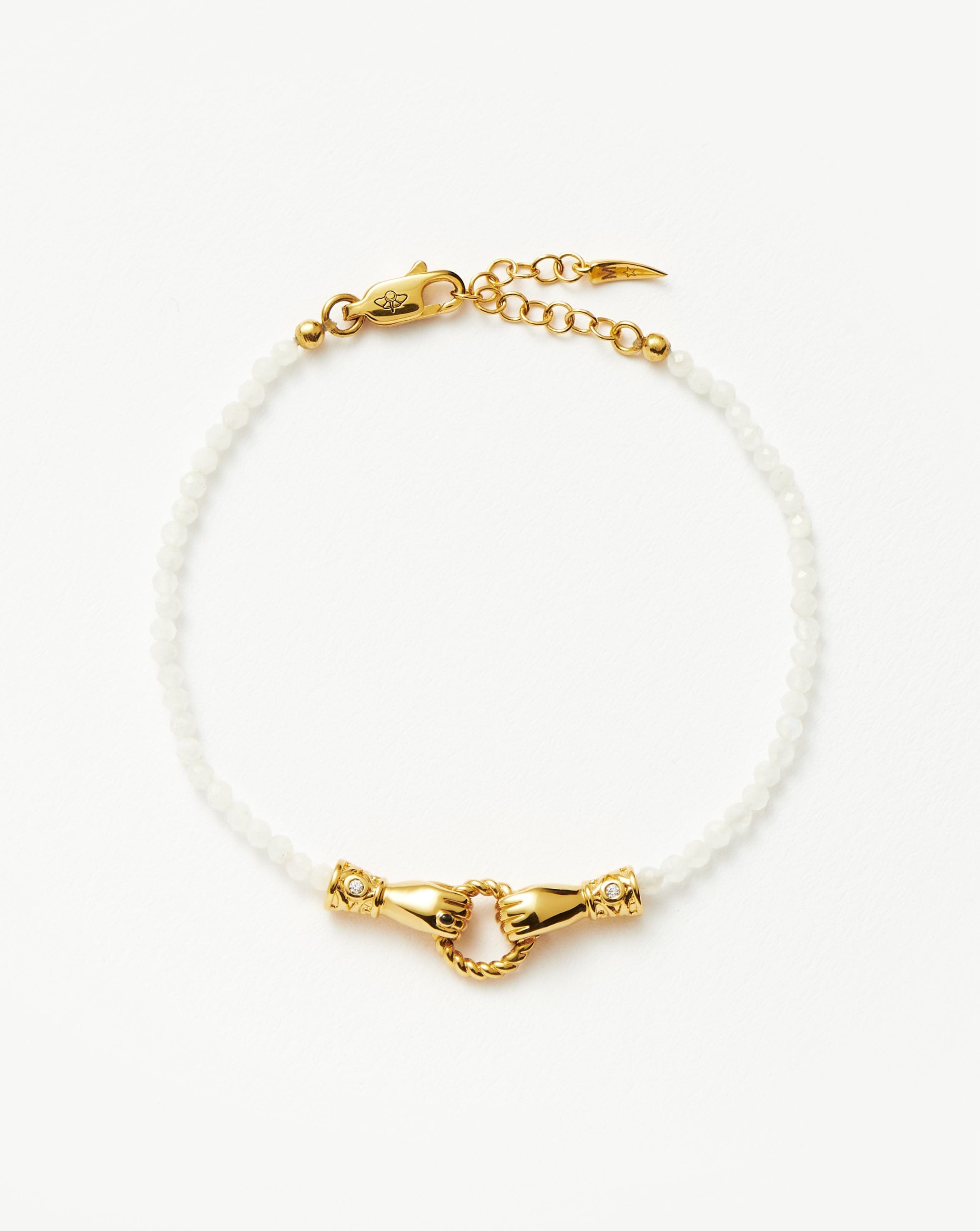 Harris Reed In Good Hands Mini Beaded Gemstone Bracelet - 18k Gold Plated Rainbow Moonstone Jewelry for Women | Elegant Gift for Birthday, Anniversary & Special Occasions