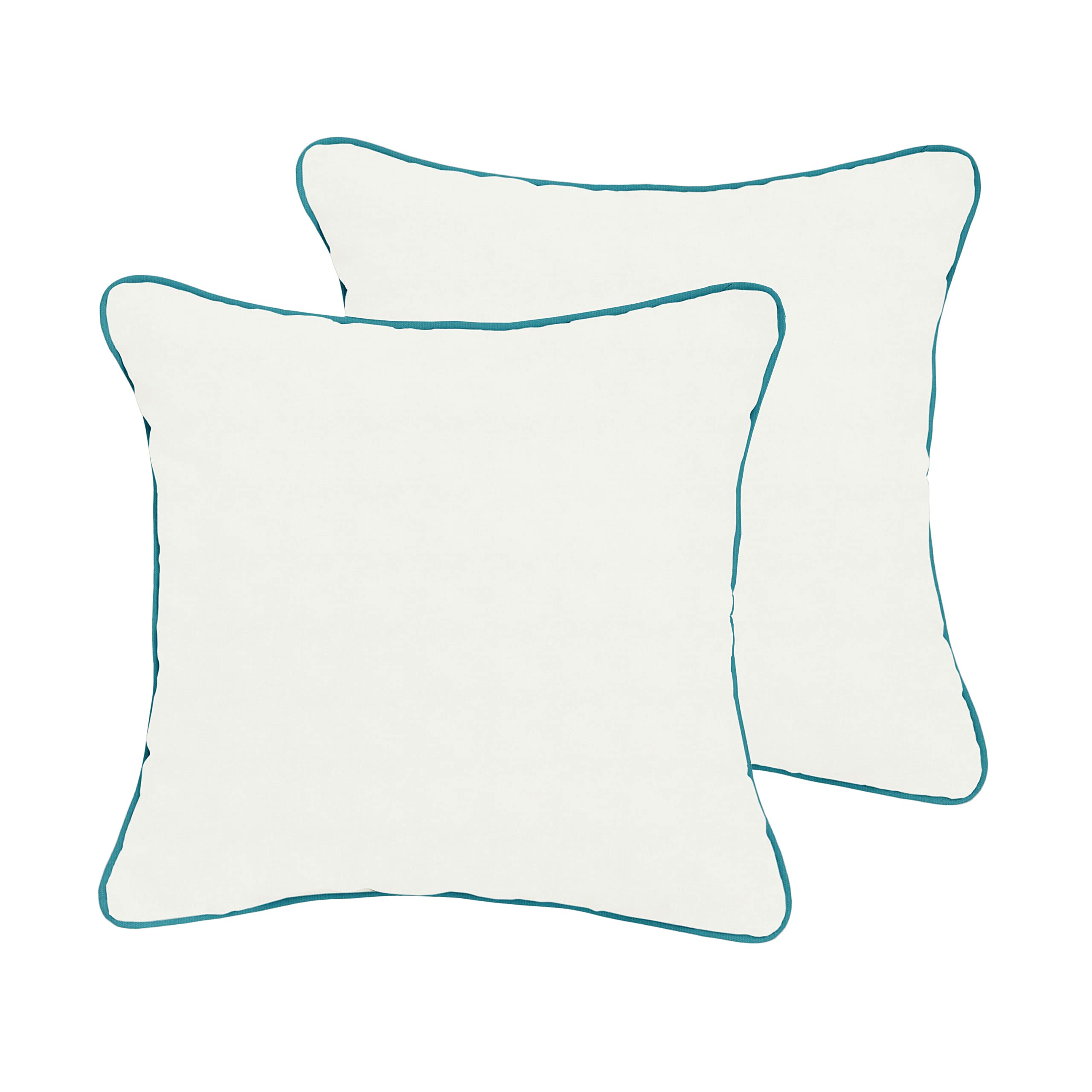 Mozaic Company Sunbrella Indoor/Outdoor Corded Pillows - Set of 2, Canvas Natural & Spectrum Peacock - Waterproof & UV Resistant Cushions for Patio, Poolside, Garden, and Living Room Decor