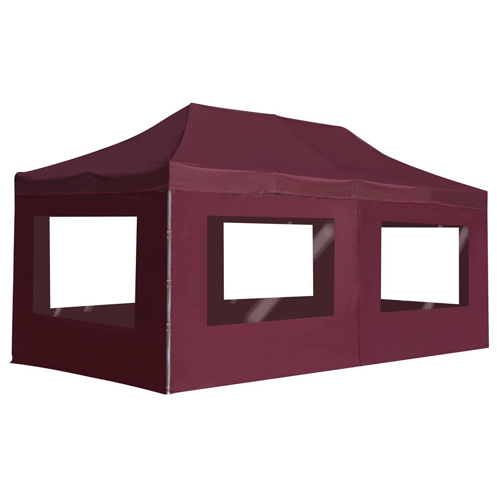 Professional 20x10ft Folding Party Tent with Walls - Aluminum Frame, Wine Red, Waterproof & UV Resistant - Outdoor Commercial Instant Gazebo for Events, Weddings, Beach Canopy, Camping & Backyard Parties