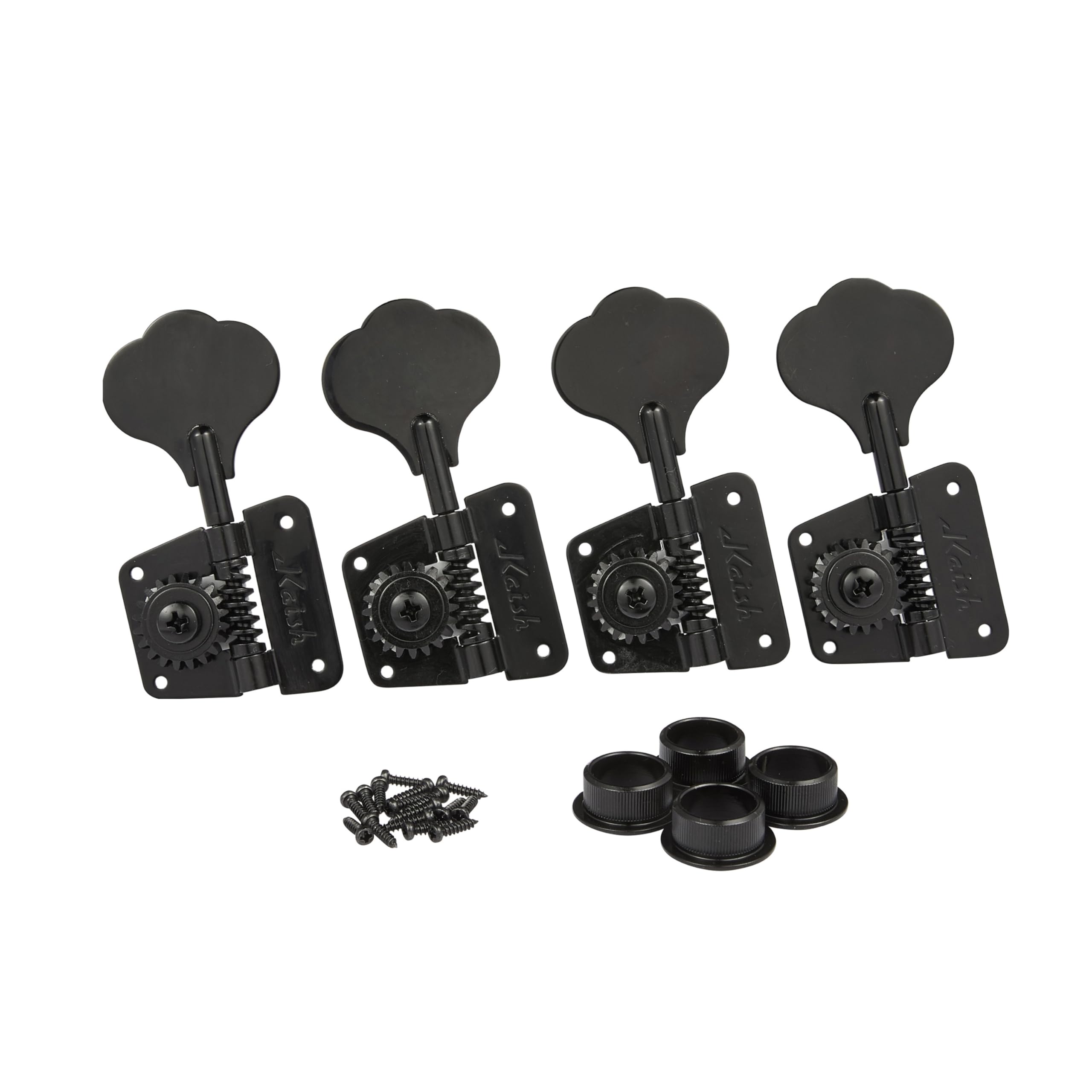 Vintage 70s KAISH Black Left-Handed Cloverleaf Bass Tuners - Precision Tuning Machines for Jazz Bass & P Bass - Perfect for Jazz, Rock & Studio Performances