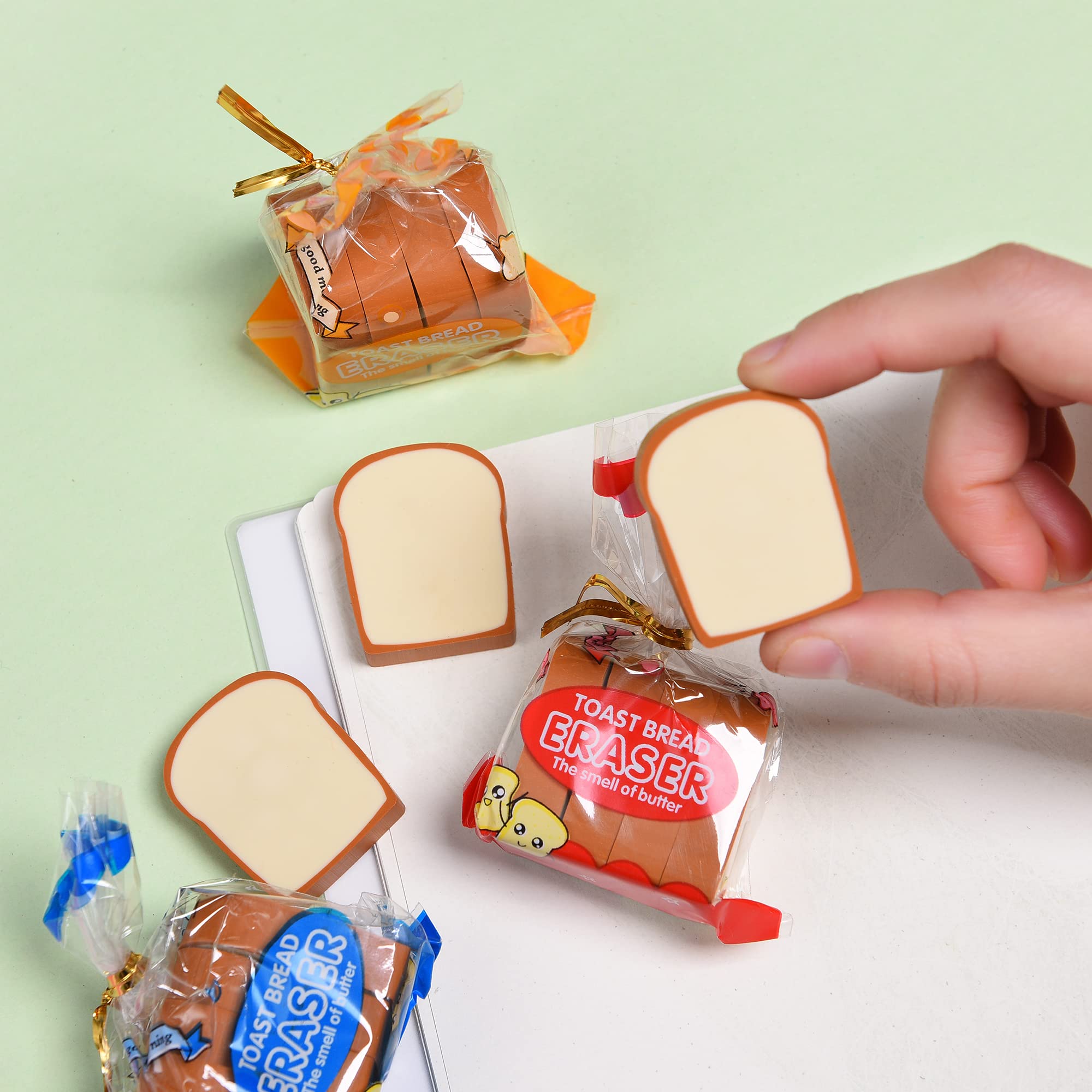 16Pcs Cute Bread Shaped Erasers for Kids - Fun Toast Design Pencil Erasers for School, Classroom Rewards & Party Favors - Perfect for Arts & Crafts, Back to School Supplies, and Teacher Gifts