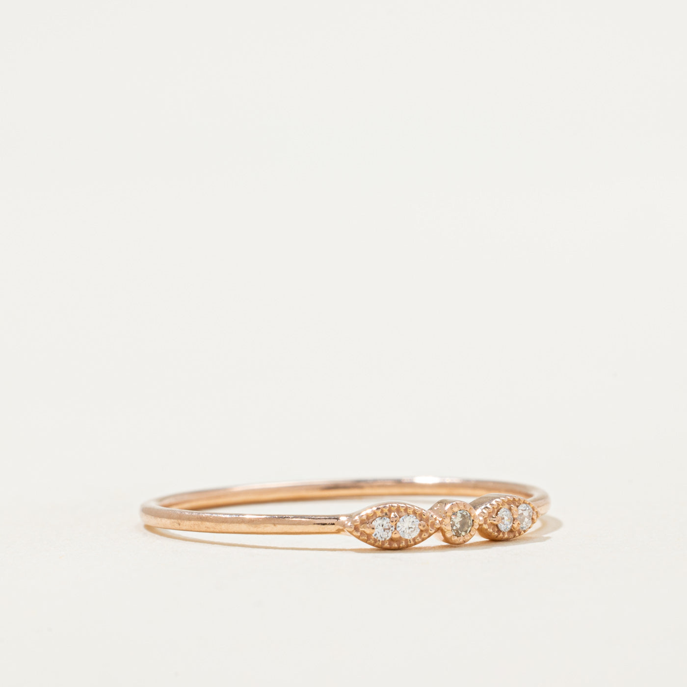 Rose Gold Diamond Petite Ring - 0.04ctw Size 9 | Dainty Stackable Wedding Band, Anniversary Gift for Her | Perfect for Everyday Wear & Special Occasions