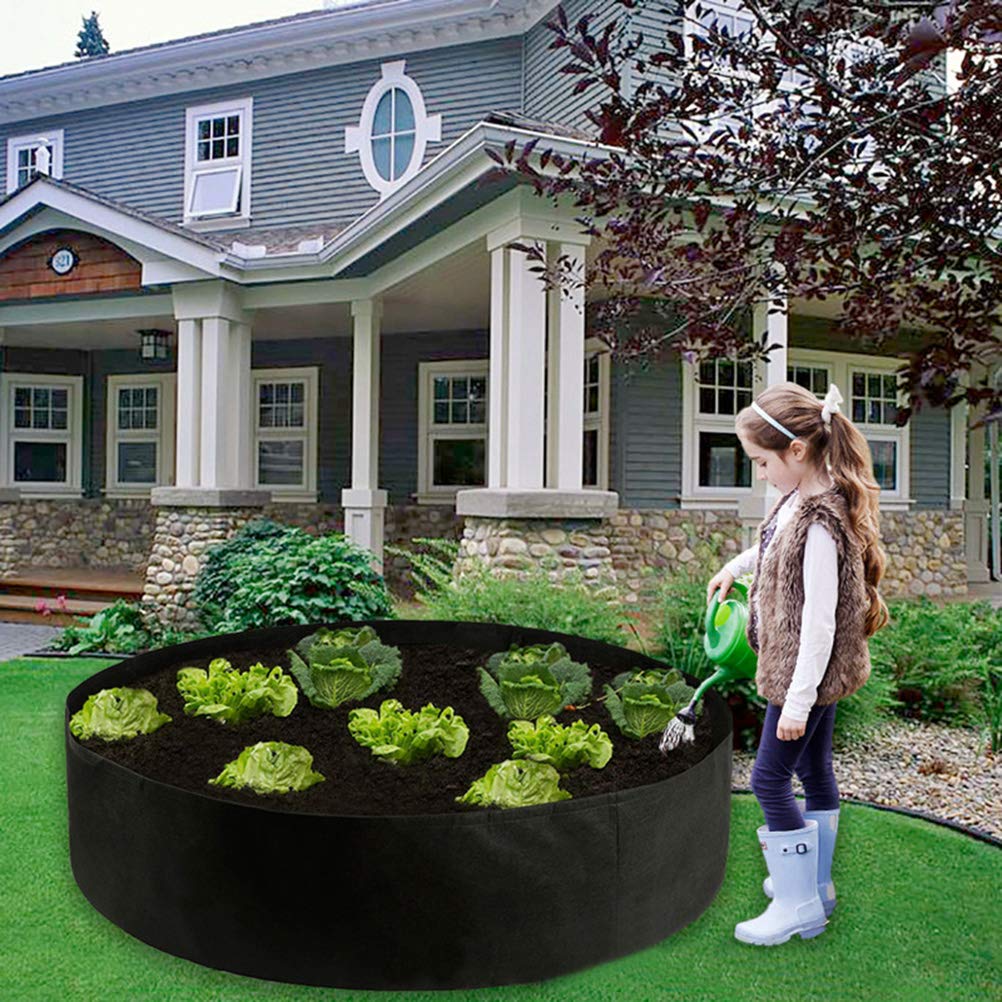 60 Gallon Round Plant Grow Bags - Heavy Duty Felt Garden Pots for Vegetables, Flowers & Herbs - Breathable Fabric Plant Container with Handles (Black) - Ideal for Indoor/Outdoor Gardening, Urban Farming & Hydroponics