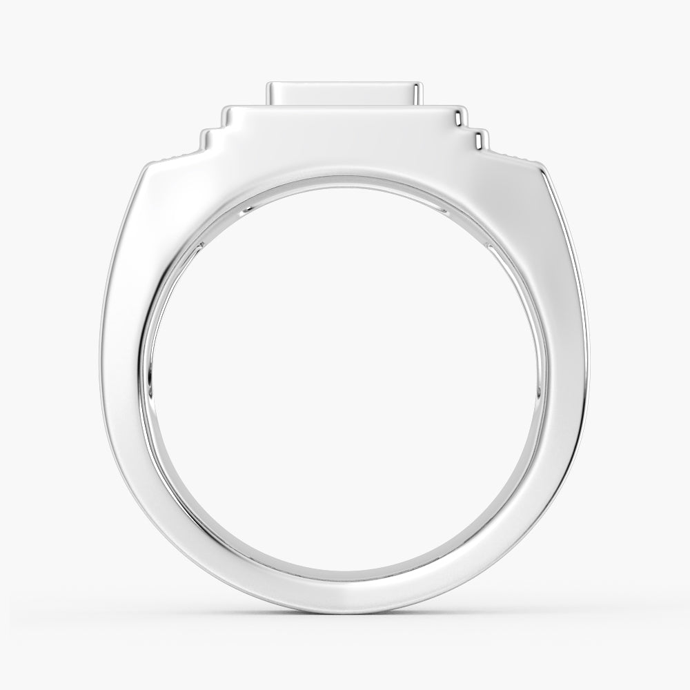 12mm Moissanite Micro Pave Square Stepped Men's Wedding Band - Durable & Elegant Tungsten Carbide Ring for Grooms, Engagements & Anniversaries - Perfect for Formal Events & Everyday Wear