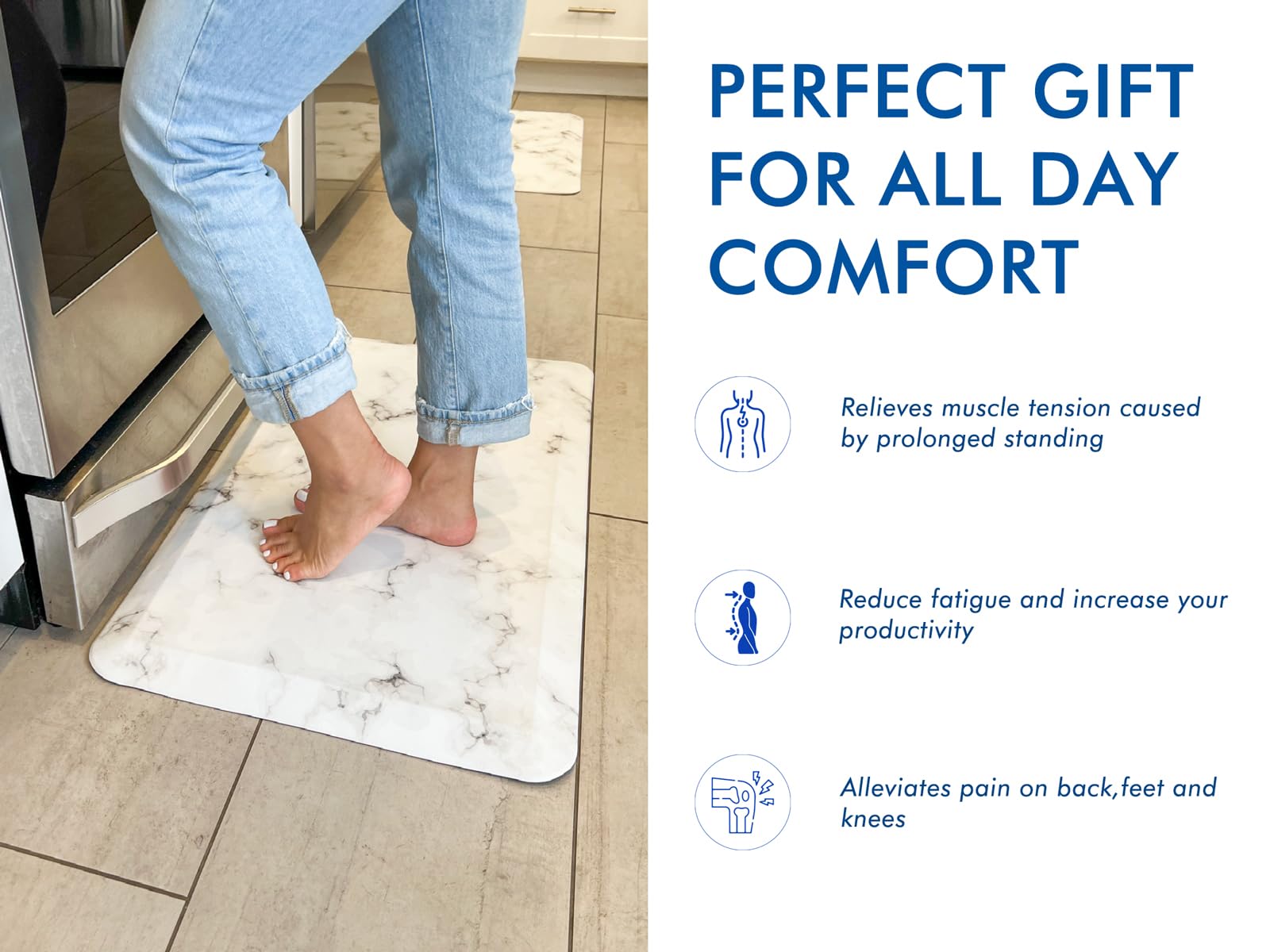 Premium Anti-Fatigue Kitchen Floor Mat - 3/4
