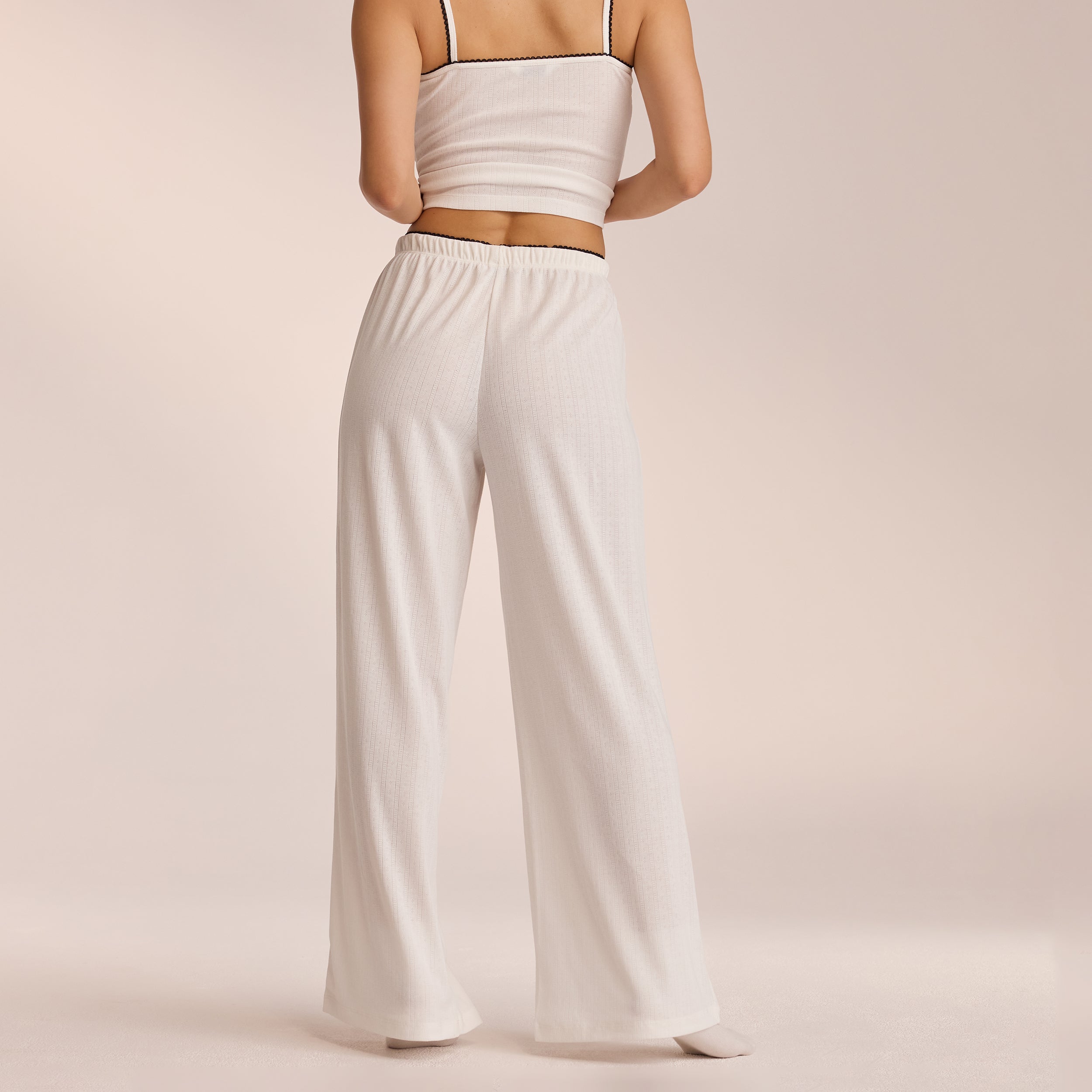 Pointelle Pajama Pants for Women - Soft & Comfortable White Sleepwear for Lounge & Nighttime Relaxation