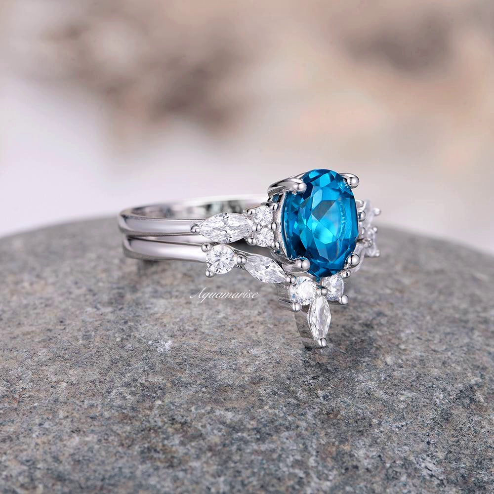 Evelyn Natural London Blue Topaz Ring Set in Sterling Silver - Elegant Jewelry for Women, Perfect for Weddings, Anniversaries & Special Occasions