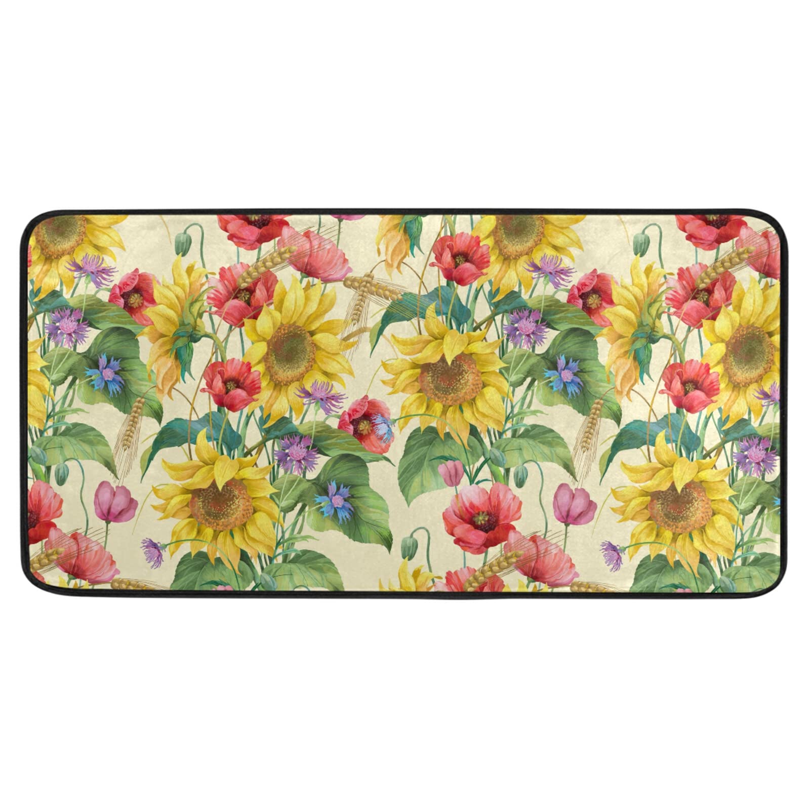 Fall Flowers Sunflower Kitchen Rugs - Cushioned Anti-Fatigue, Waterproof Non-Slip Mat for Kitchen, Sink, Laundry, Home & Office, 39