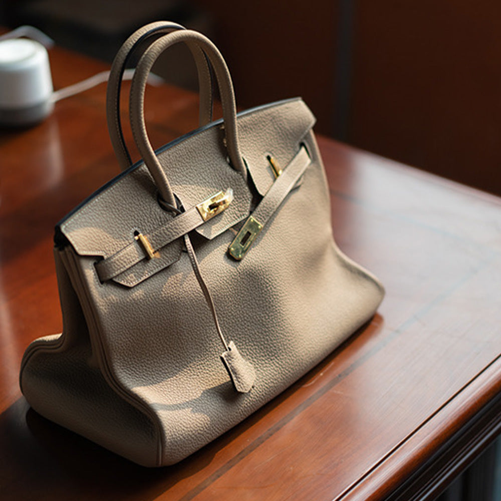Luxury Kraft Leather Handbag - Retourne Birkin Style Tote Bag for Women | Fashionable Designer Purse for Work, Travel & Everyday Use