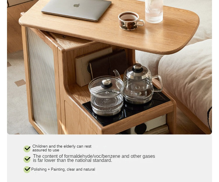 Premium Oak & Black Walnut Solid Wood Tea Cabinet with Removable Tea Maker - Perfect for Tea Storage and Brewing in Living Rooms, Kitchens, or Tea Rooms