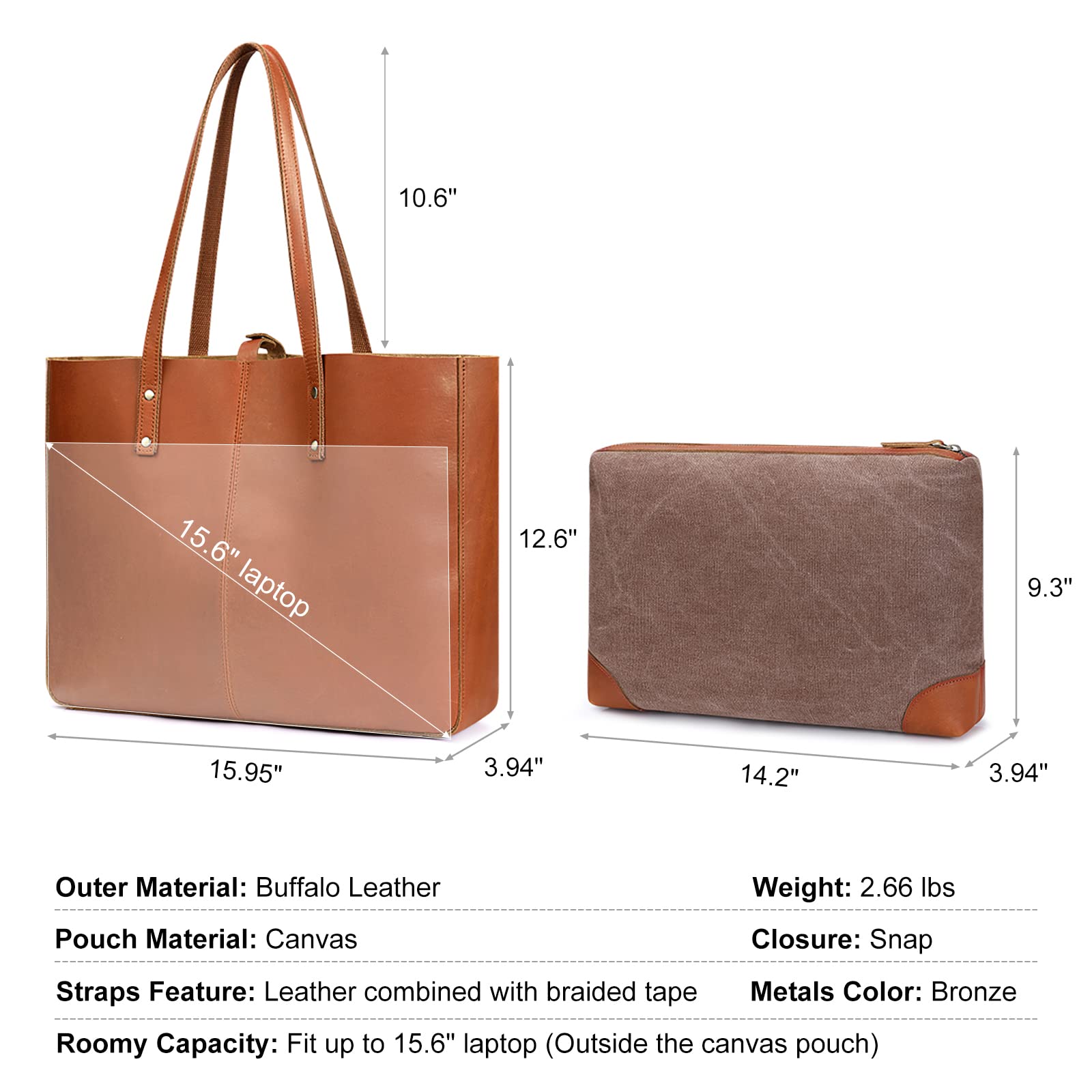 **S-ZONE Genuine Leather Shoulder Tote Bag for Women - Large Work Purse, Durable & Stylish Handbag for Office, Travel & Everyday Use**