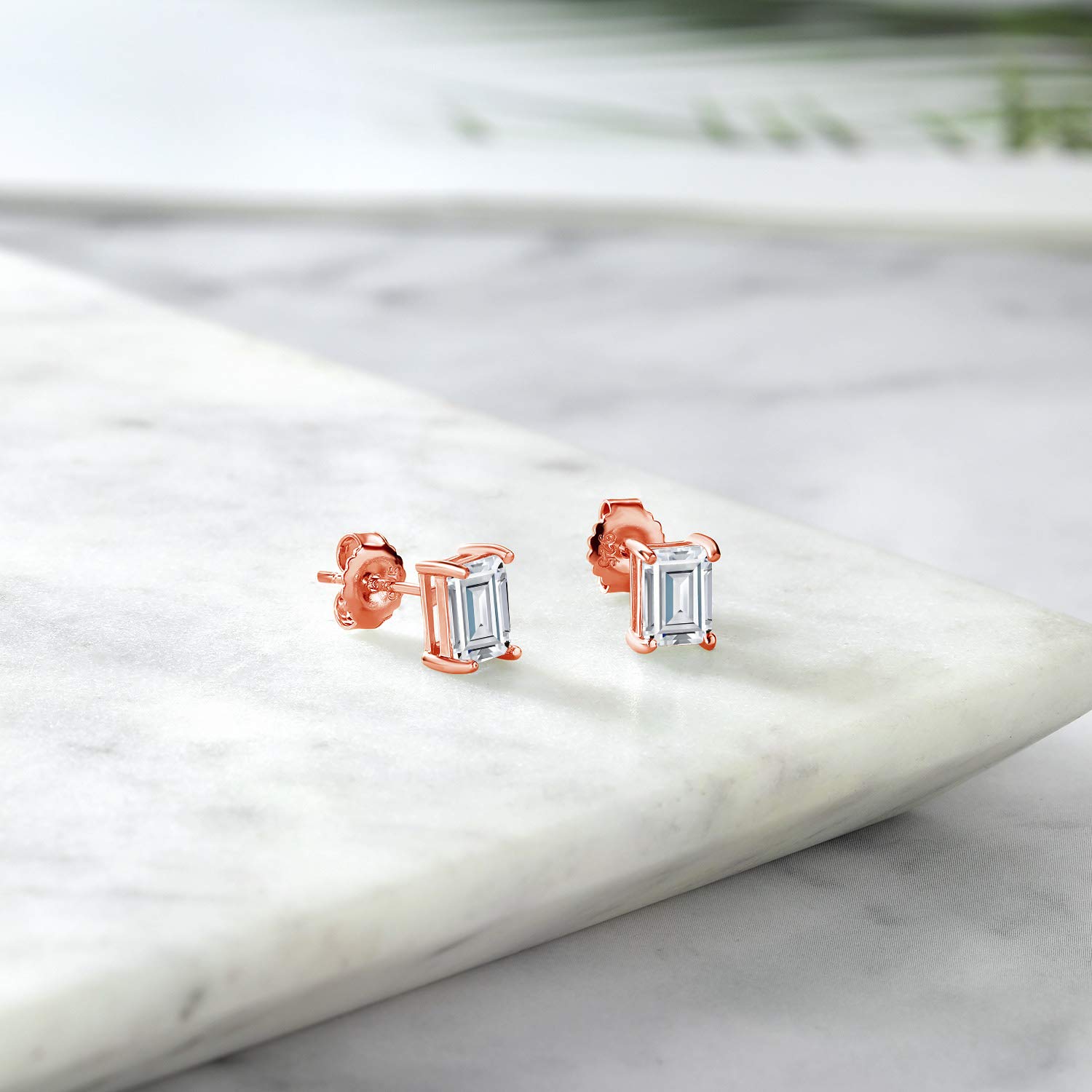7X5MM Emerald Cut Gemstone Stud Earrings for Women & Men - 925 Sterling Silver Birthstone Jewelry | Perfect Gift for Her, Mom, Wife | Elegant Everyday Wear & Special Occasion Jewelry