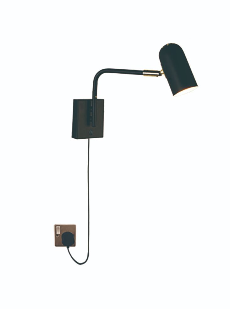 Adair Adjustable Wall Light with GU10 Plug Cable - Black - Perfect for Bedroom, Living Room, and Hallway Lighting
