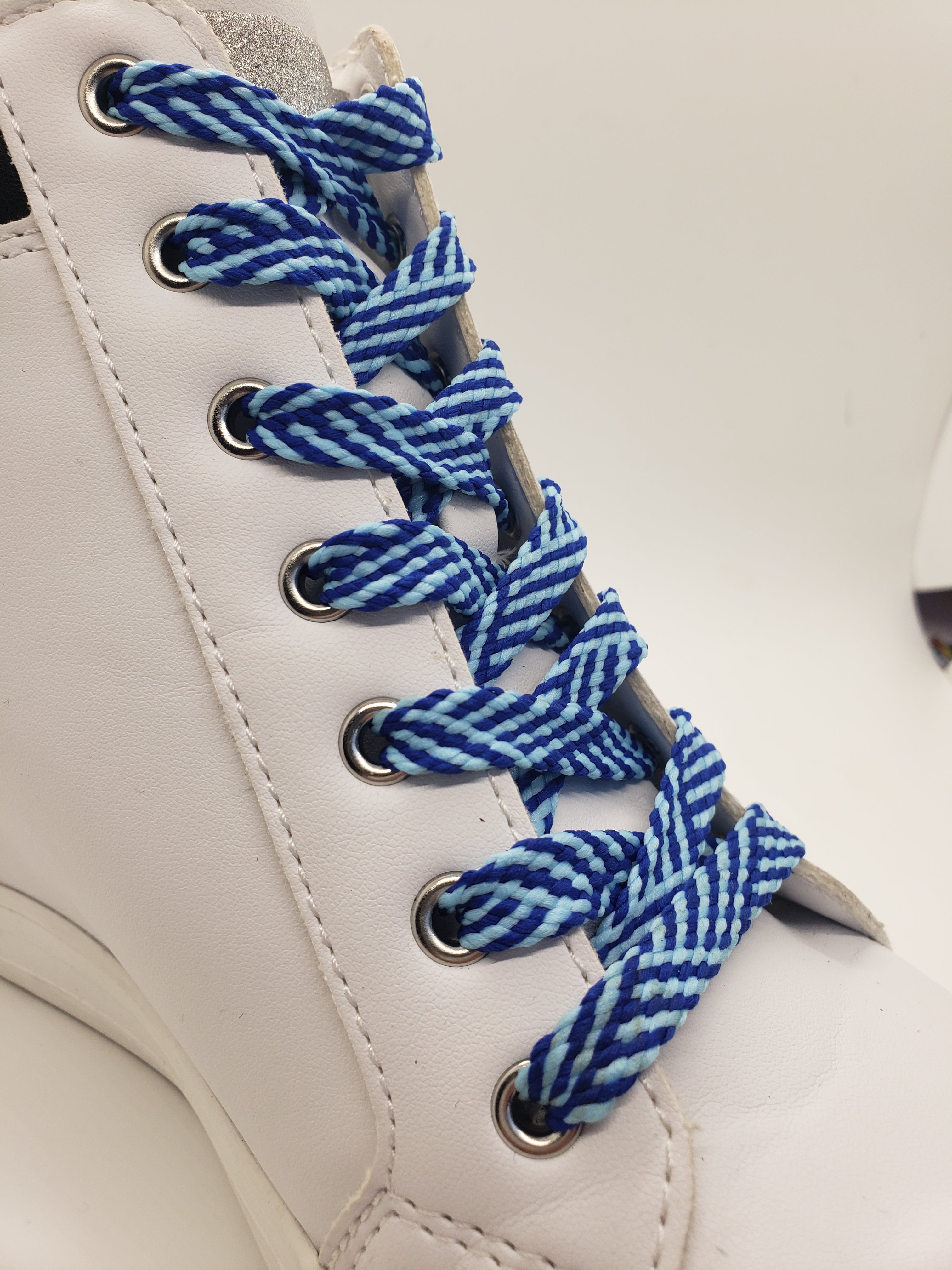 Premium Flat Herringbone Shoelaces - Royal Blue & Light Blue | Durable & Stylish Replacement Laces for Sneakers, Dress Shoes & Casual Footwear | Perfect for Everyday Wear, Sports & Fashion Outfits
