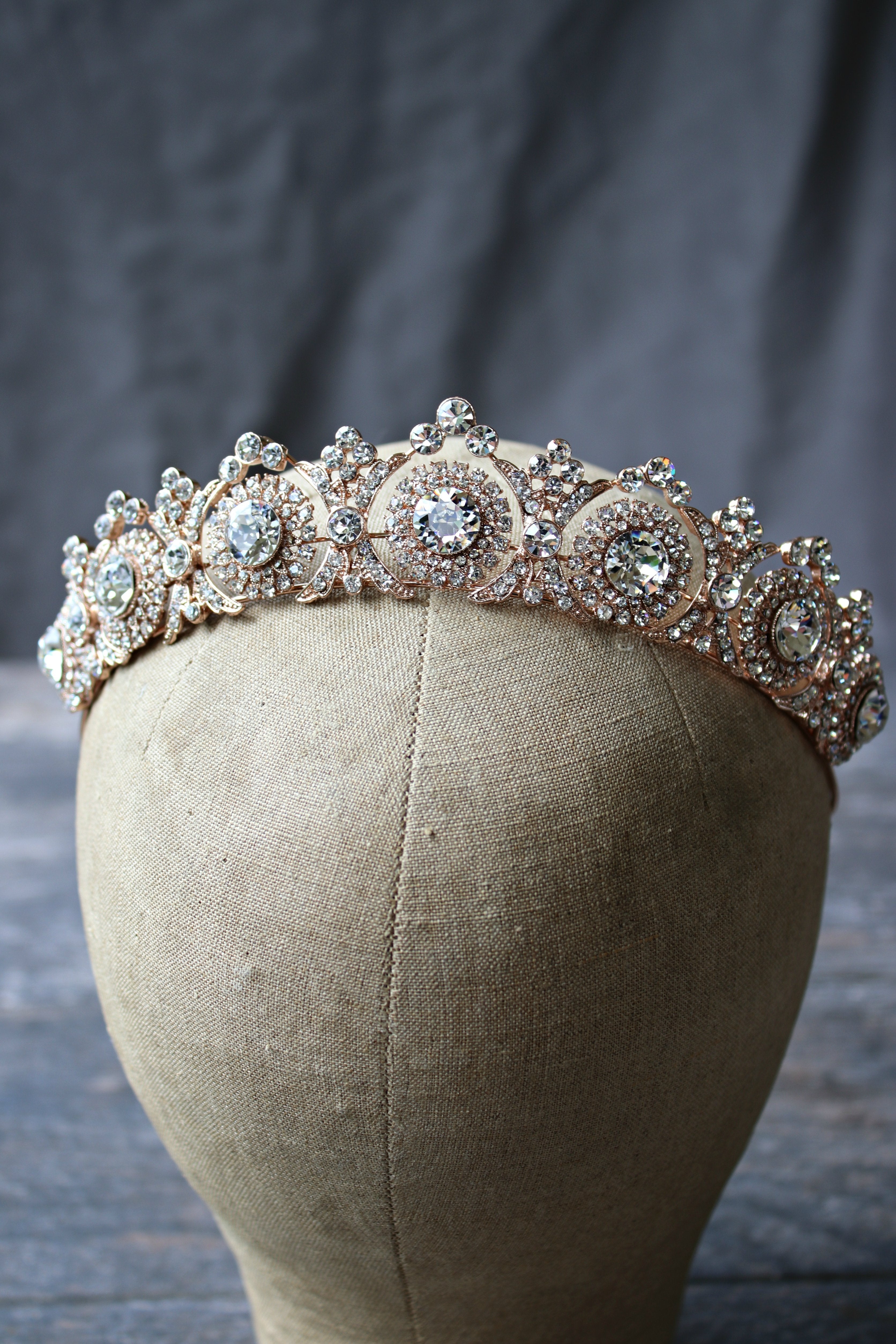 NOBLESSE Rose Gold Swarovski Crystal Wedding Tiara - Elegant Bridal Crown for Bride, Princess, Prom, Quinceañera & Special Occasions