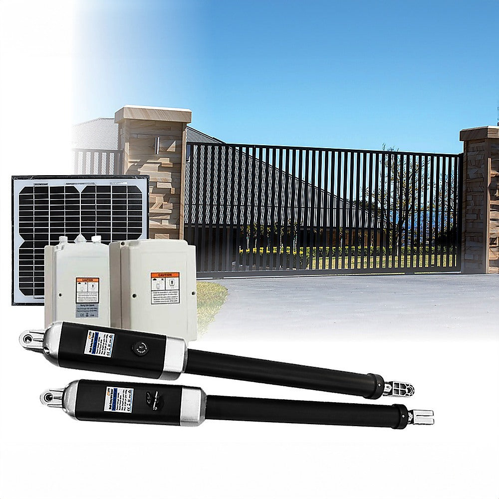 1200KG 10W Solar Powered Double Swing Automatic Gate Opener with Remote Control - Perfect for Driveway, Farm, and Commercial Property Security