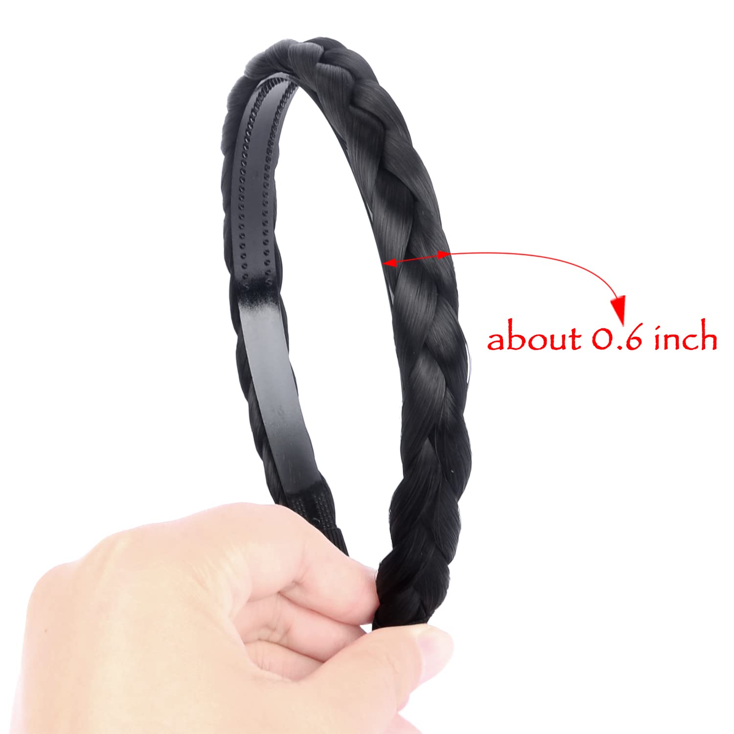 Stylish DIGUAN Synthetic Braided Headband with Teeth - 0.6 Inch Wide Hair Accessory for Women & Girls (Black) | Perfect for Everyday Wear, Parties & Special Occasions