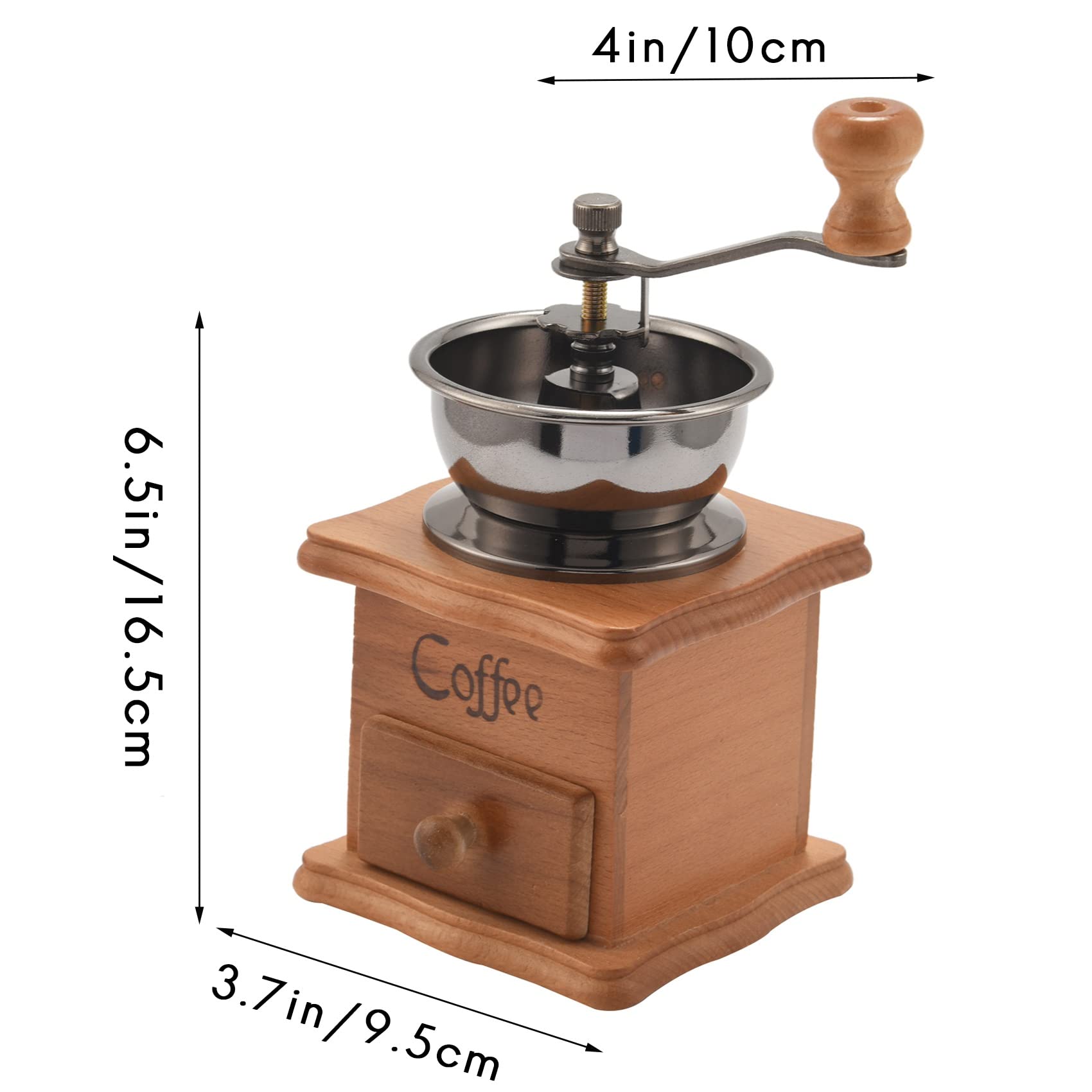 Premium Manual Coffee Grinder - Adjustable Ceramic Burr Mill for Fresh Ground Coffee Beans, Portable Hand Crank Coffee Bean Grinder for Espresso, French Press & Pour Over - Dark Brown - Perfect for Home, Office & Travel Use