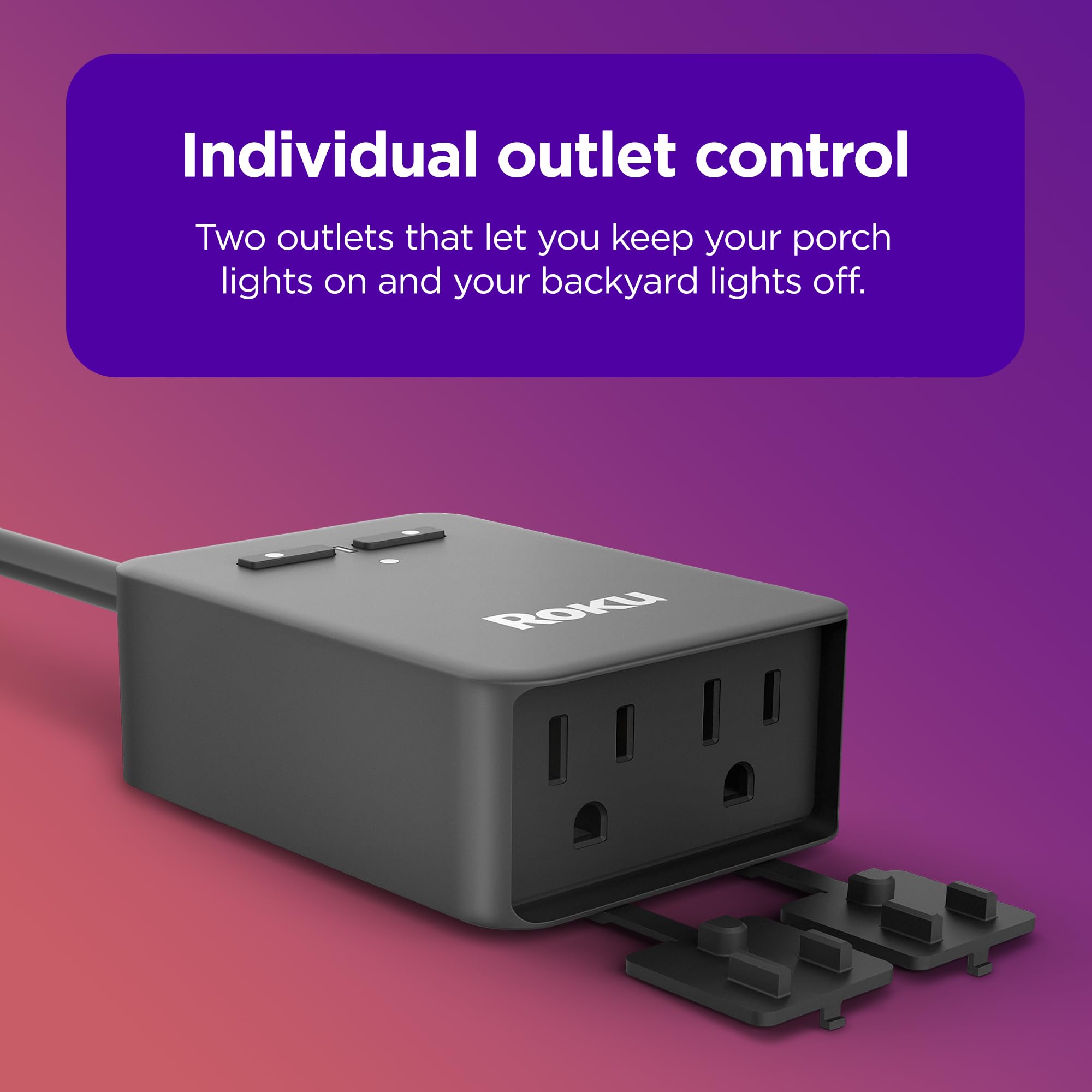 Roku Smart Home Outdoor WiFi Smart Plug - Works with Alexa & Google Assistant, No Hub Required - IP64 Weatherproof - Custom Scheduling & Timer - Ideal for Patio Lights, Holiday Decorations & Outdoor Appliances