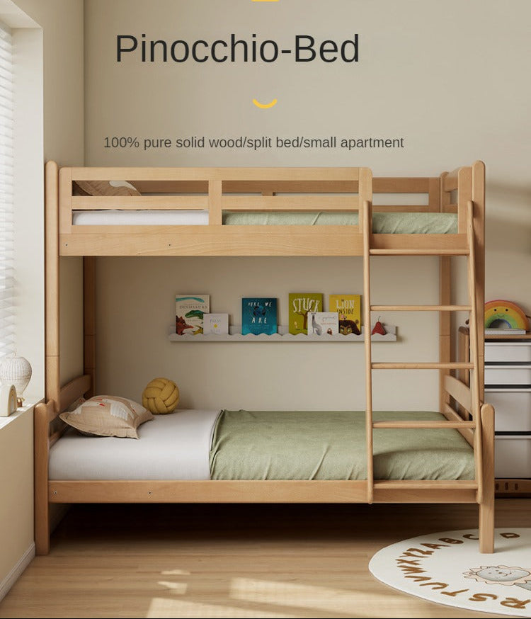 Solid Wood Beech & Birch White Detachable Bunk Bed for Kids - Perfect for Small Bedrooms, Guest Rooms & Space-Saving Kids' Rooms