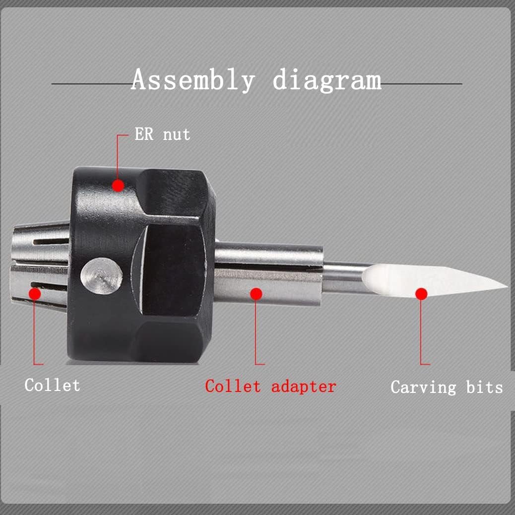 4-Piece High-Carbon Steel Collet Die Grinder Chuck Adapter Set - 1/4