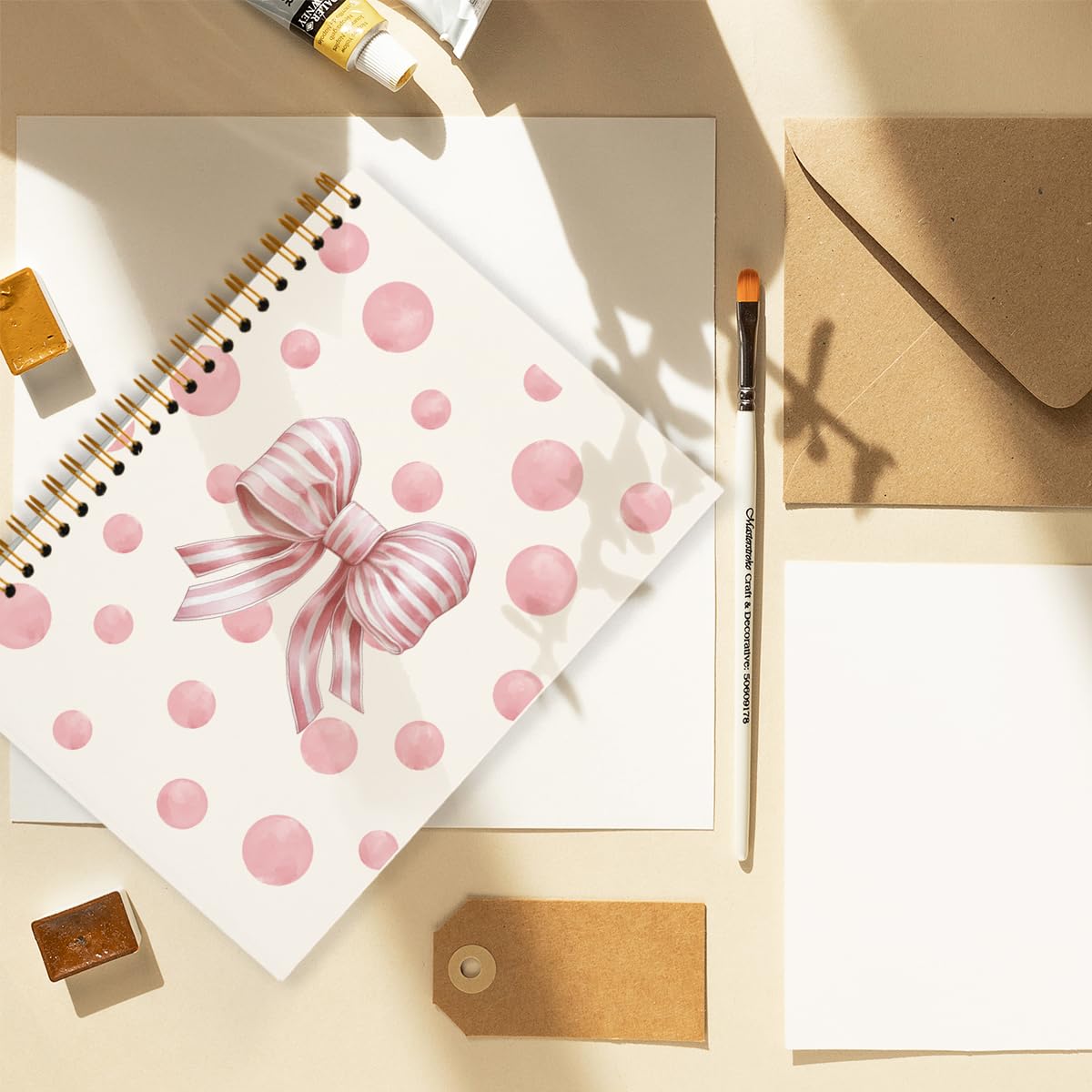 Coquette Trendy Pink Bow Hardcover Spiral Notebook Journal 5.5x8.3 - Preppy & Girly Aesthetic Notebook for Women, Cute Office Supplies & Desk Accessories | Perfect for School, Work, Journaling & Gift Giving