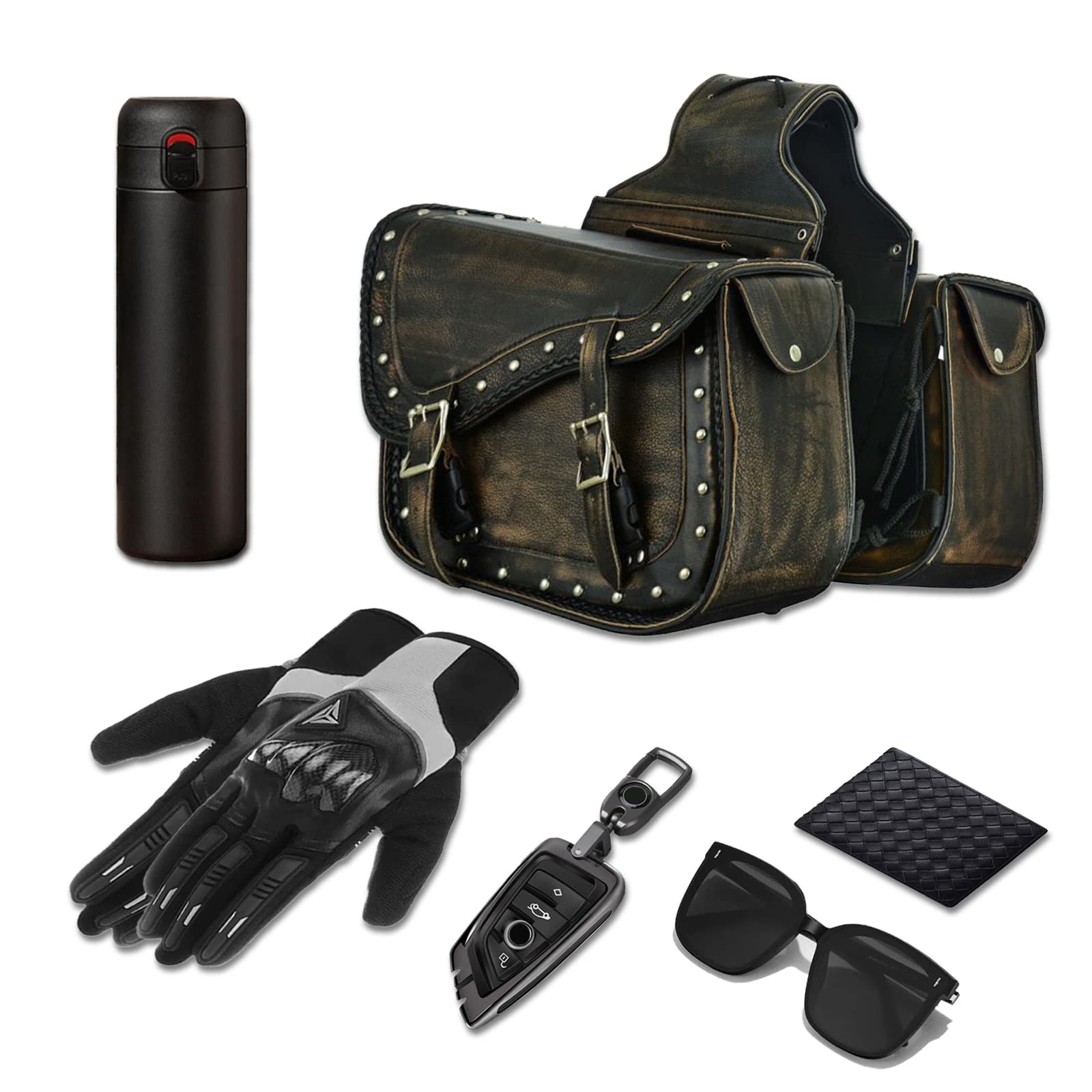 Genuine Leather Motorcycle Saddle Bags for Harley Softail, Sportster & Dyna - Waterproof Motorcycle Luggage for Touring, Cruiser & Road Trips