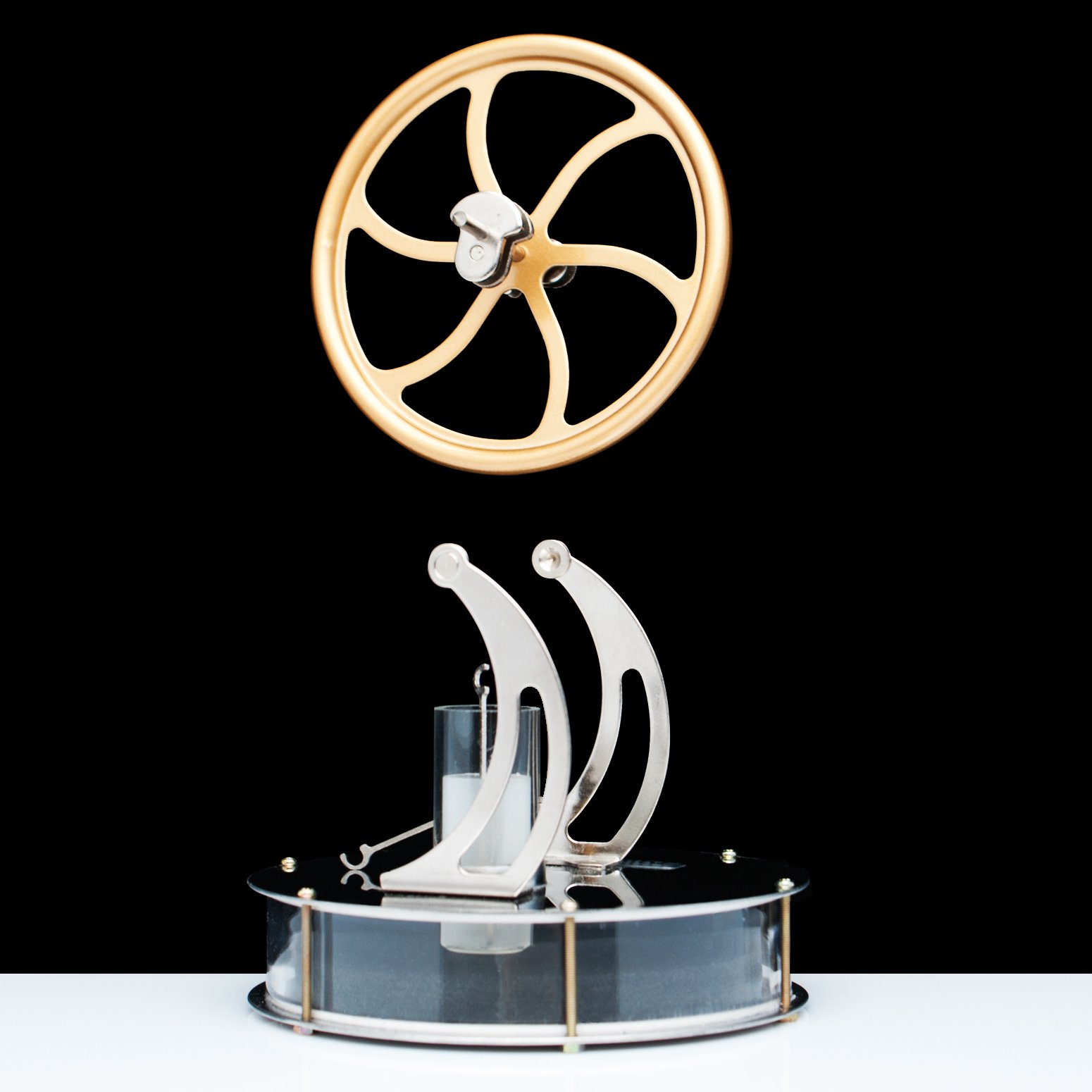 DJuiinoStar Classic Low Temperature Stirling Engine Model DLTD-303 - Unique Coffee Timer, Educational Steam Engine Toy, Perfect Gift for Engineers & Collectors - Great for Science Experiments, Office Decor & STEM Learning