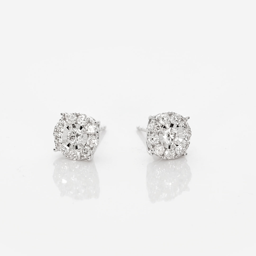 2 Carat Diamond Stud Earrings for Women - Round Cut Miracle Plate Earrings for Everyday Wear & Special Occasions