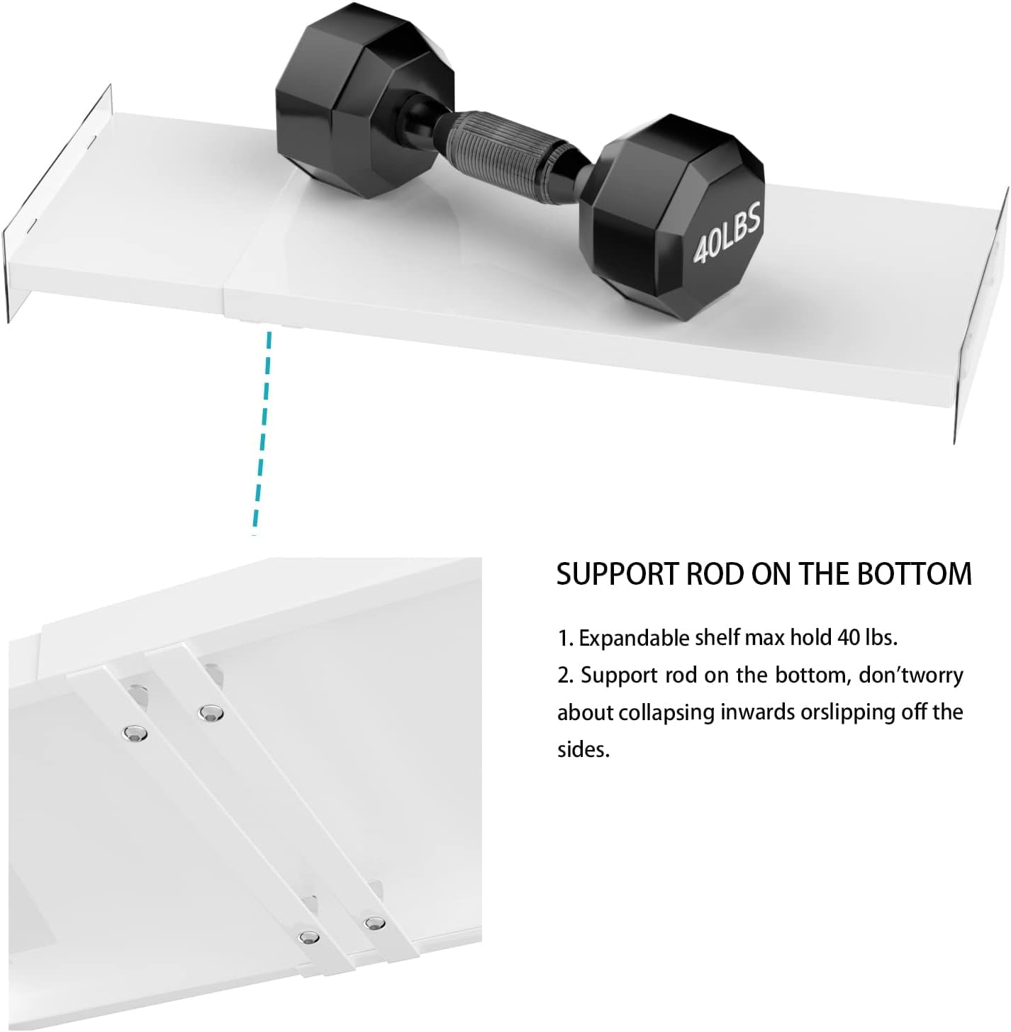 Expandable Closet Shelves - Adjustable Metal Storage Organizer for Wardrobe, Kitchen Pantry & Shoe Rack (2 Pack, 11.81