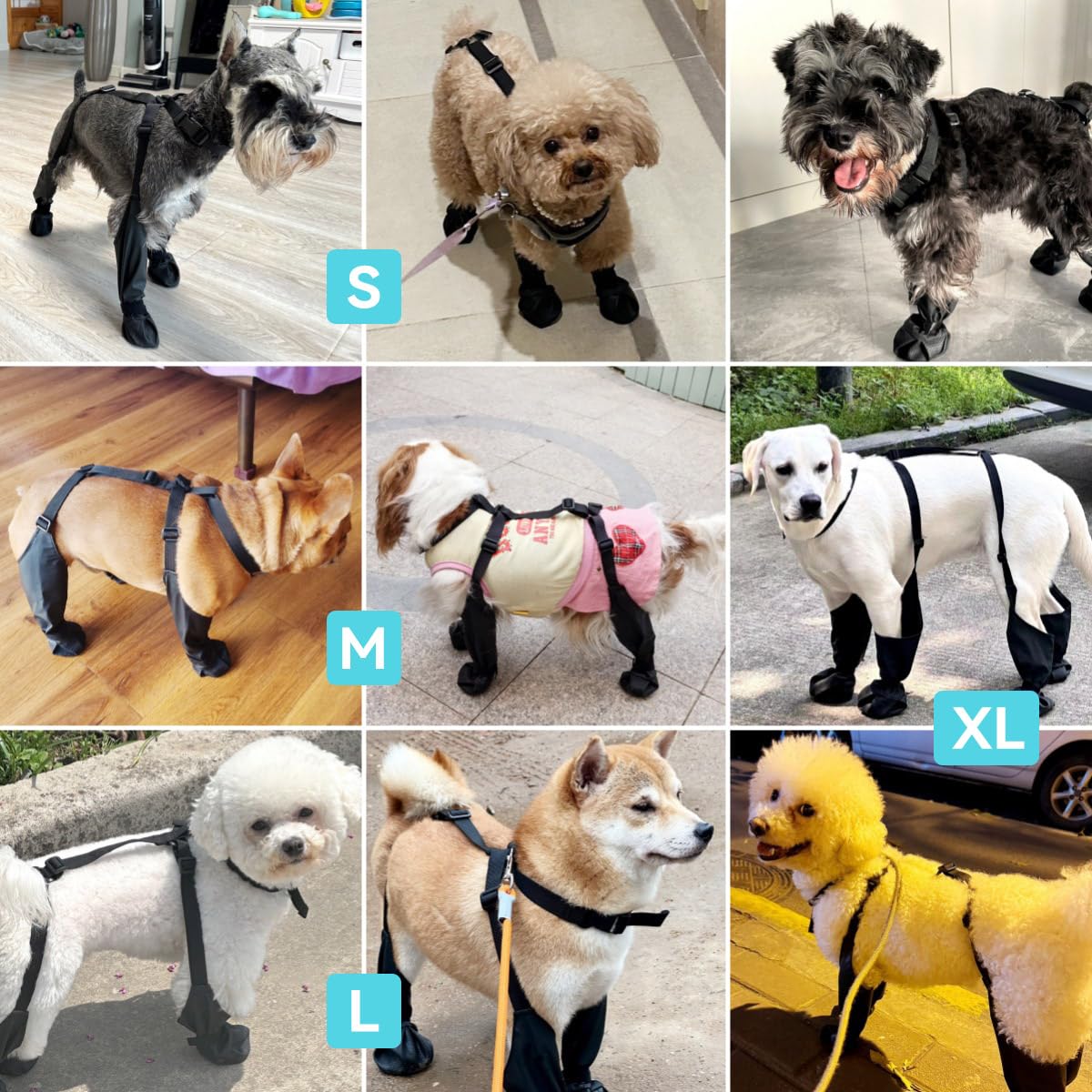 NAMSAN Adjustable Dog Boots - Waterproof Anti-Slip Paw Protectors for Medium Dogs | Summer Hot Pavement & Winter Hiking Shoes | Perfect for Outdoor Walking, Rainy Days, and Snowy Terrains
