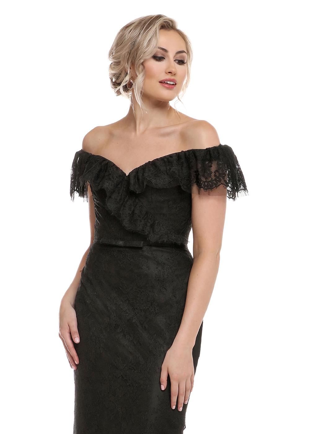 Elegant 80134 Fitted Lace Off-The-Shoulder Bridesmaid Dress with Detachable Lace Belt - Perfect for Weddings, Prom & Formal Events