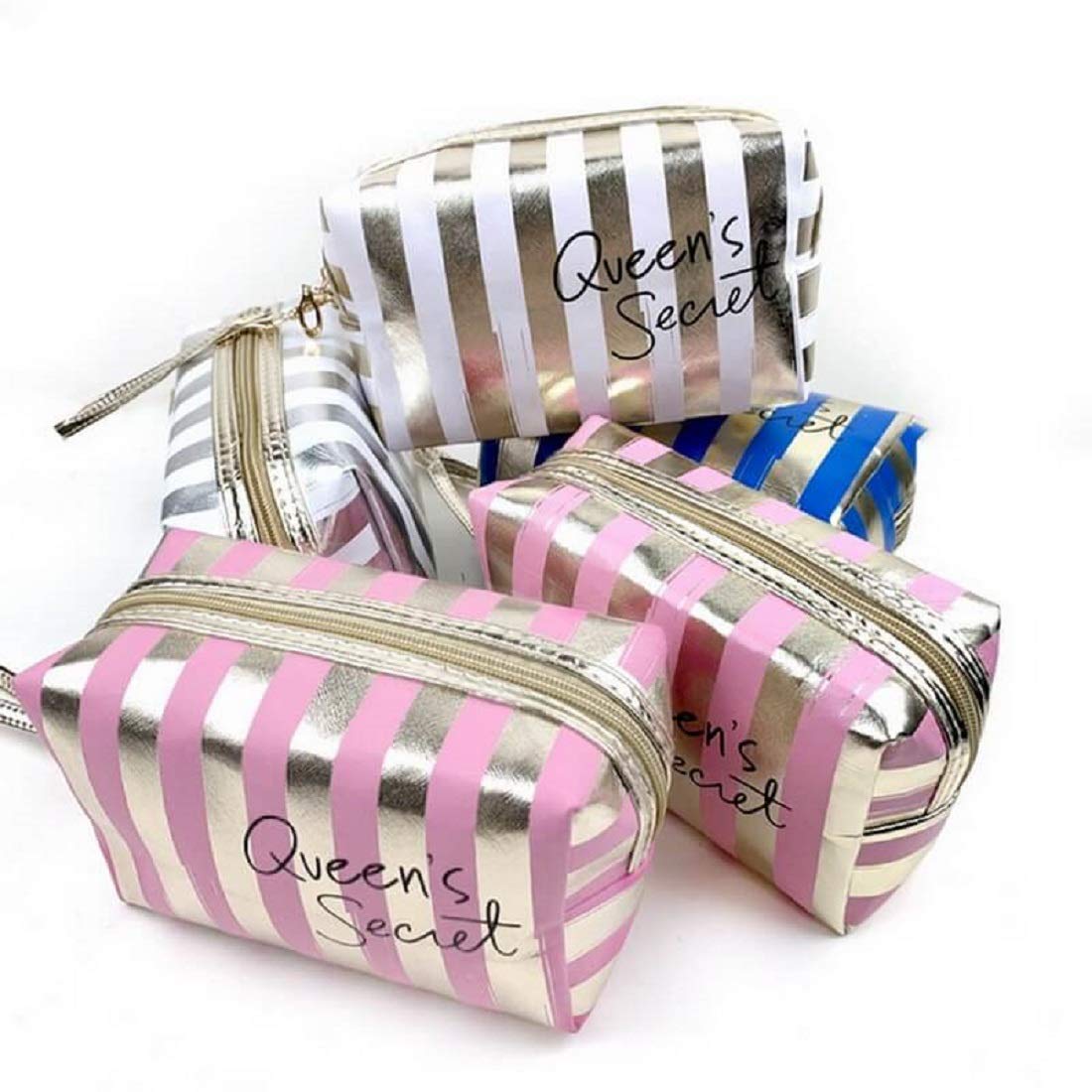 Awestuffs Women's Cosmetic Makeup Bag Travel Organizer Pouch - Waterproof & Spacious (Blue) - Perfect for Travel, Gym, and Daily Essentials Storage