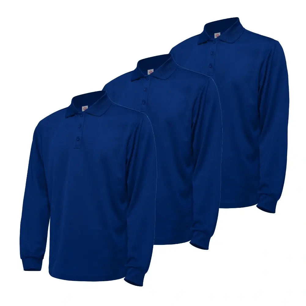 3 Pack Men's Quick Dry Long Sleeve Polo Shirts - Moisture Wicking & Breathable for Golf, Hiking & Outdoor Activities