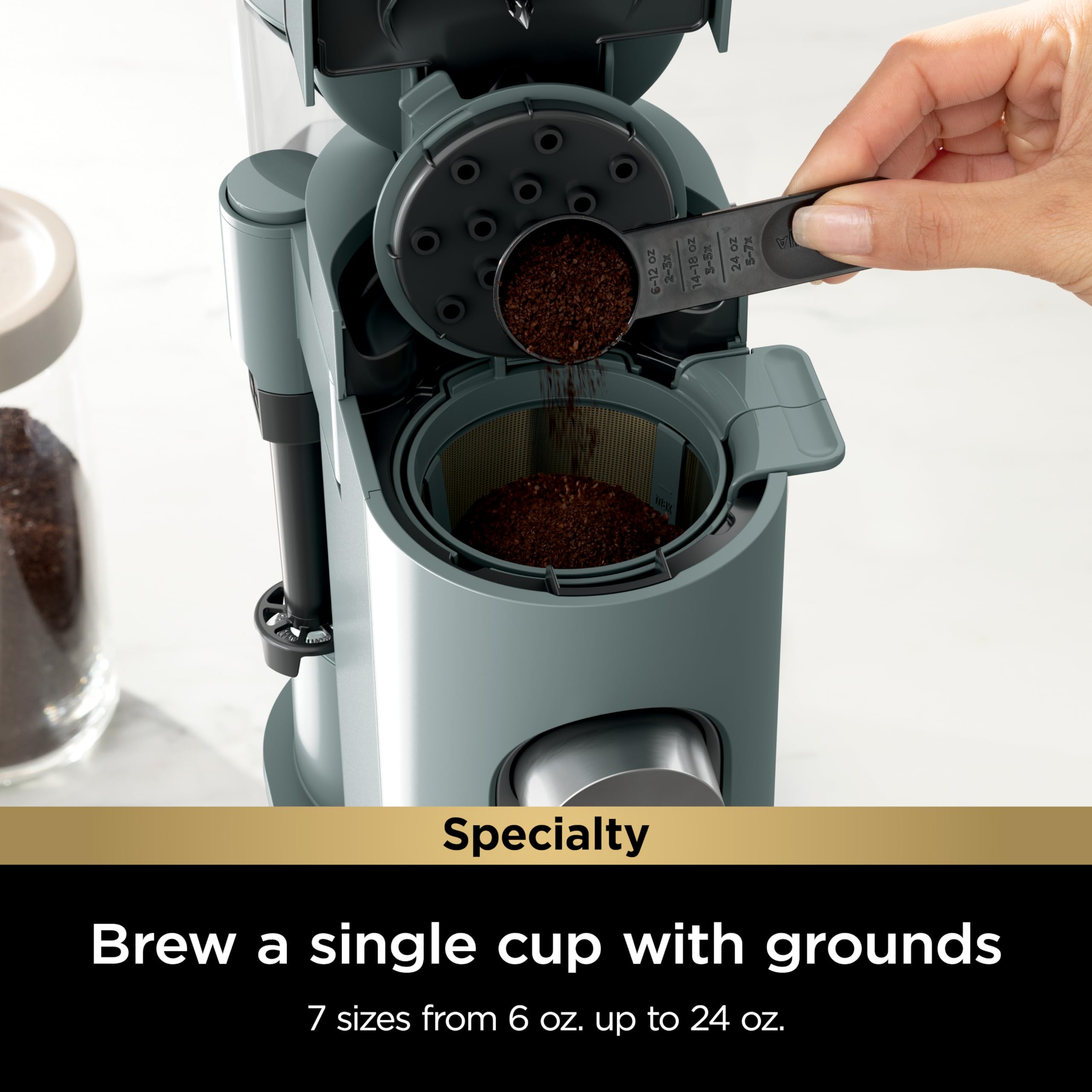 Ninja Specialty Single-Serve Coffee Maker with Built-In Milk Frother - K-Cup Pod Compatible for Hot & Iced Coffee (6oz to 24oz Cup Sizes) - 1550W Sage Green (PB051SG) - Perfect for Home, Office & Travel Use