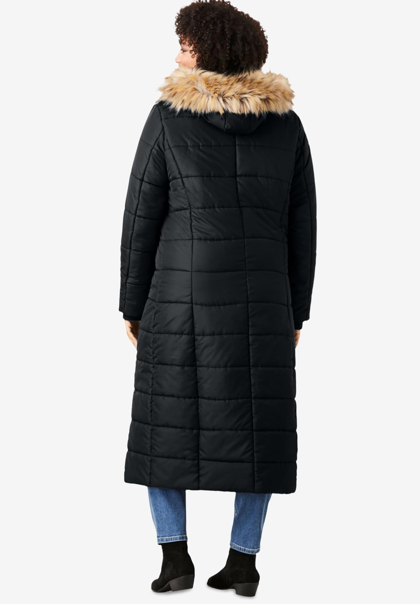 Roaman's Women's Plus Size Long Quilted Puffer Jacket - Winter Warm Coat for Cold Weather, Outdoor Activities & Casual Fashion