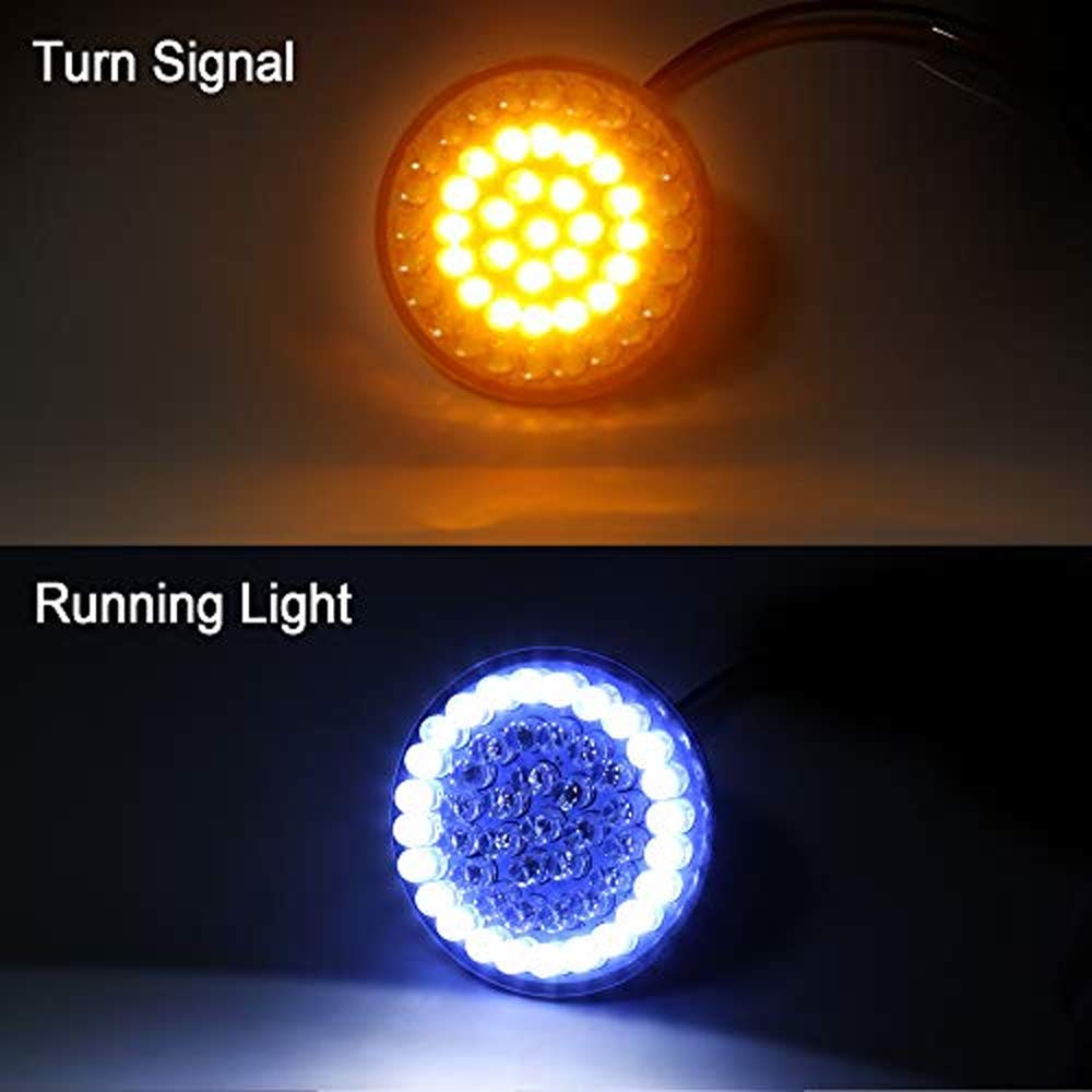 ZYTC 2 Inch LED Turn Signals with Running Light - Bullet Style Front 1157 LED Turn Signal Kit Compatible with Harley Motorcycles - Perfect for Daytime Visibility and Custom Bike Upgrades