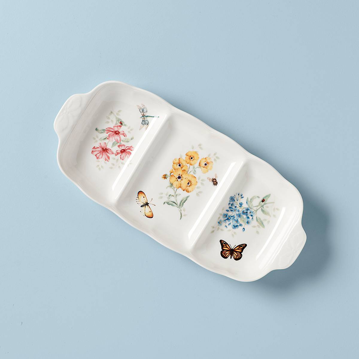 Butterfly Meadow Divided Serving Dish - Elegant Appetizer Platter for Charcuterie, Cheese & Party Snacks - Perfect for Entertaining, Bridal Showers & Holiday Gatherings