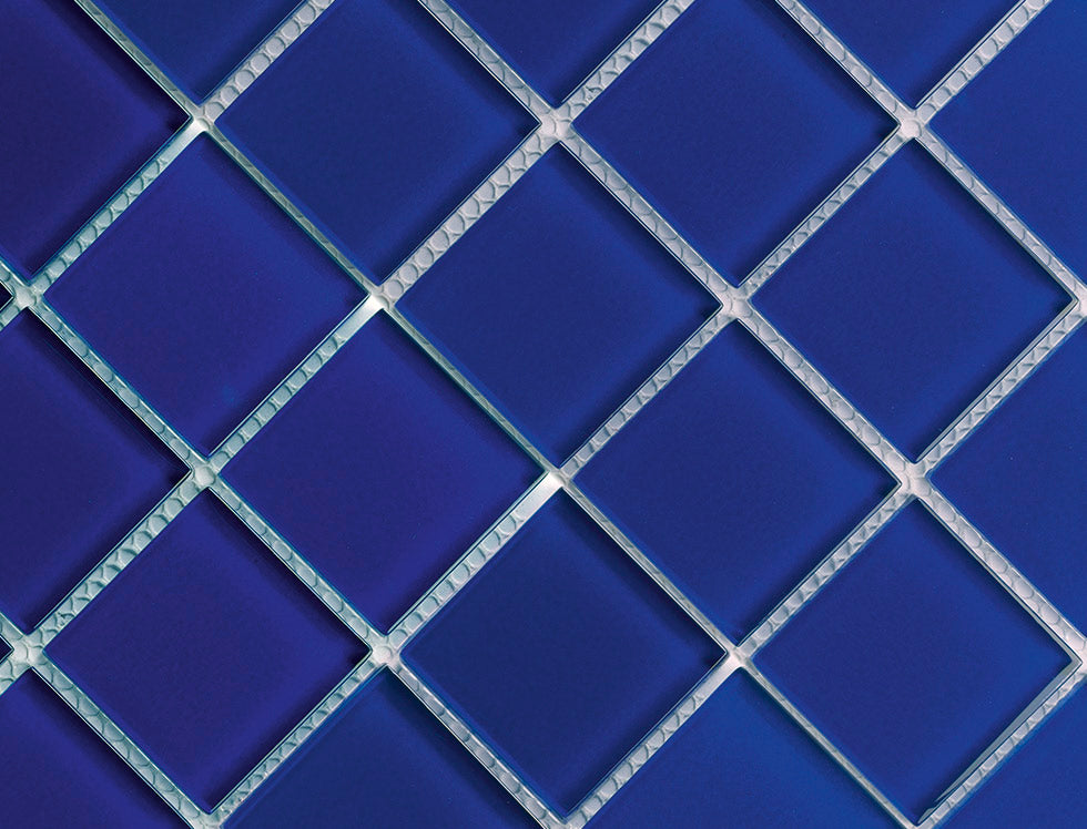 Cobalt Blue 2x2 Icy Glass Mosaic Tile - Perfect for Kitchen Backsplash, Bathroom Walls & Pool Designs